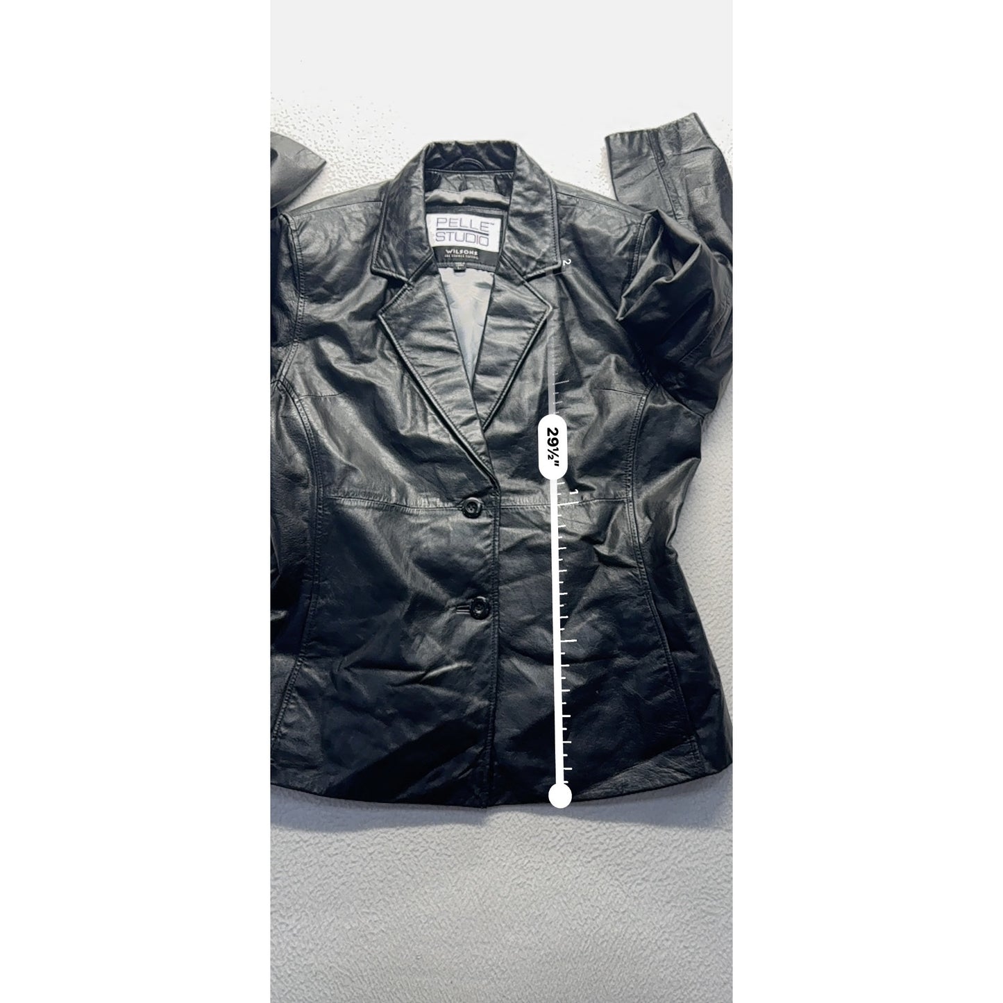 Pelle Studio Wilsons Leather Blazer Jacket Black Button-Up Size L Vintage #9359