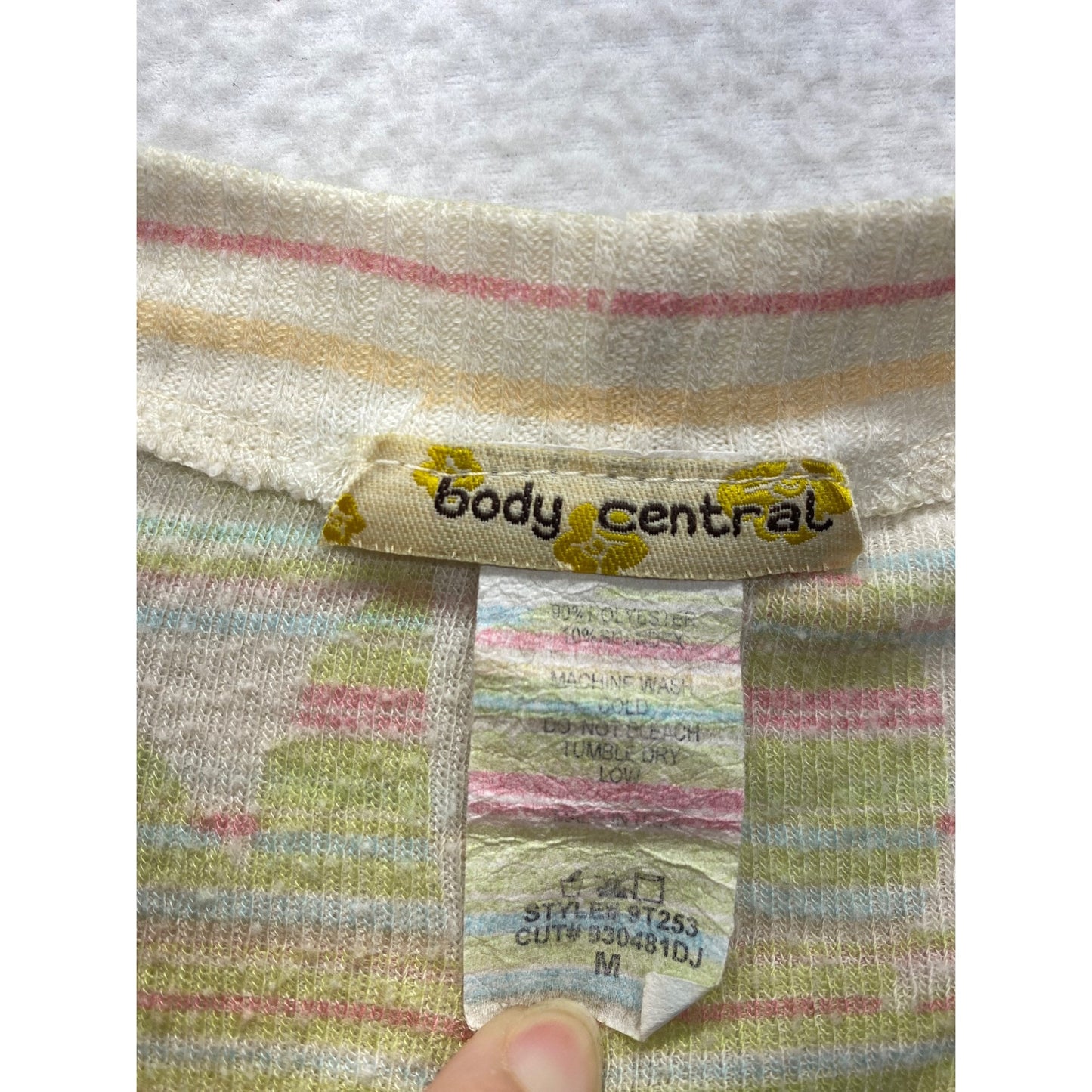 Body Central Y2K Floral Print Striped Cap Sleeve Tunic Top #7370