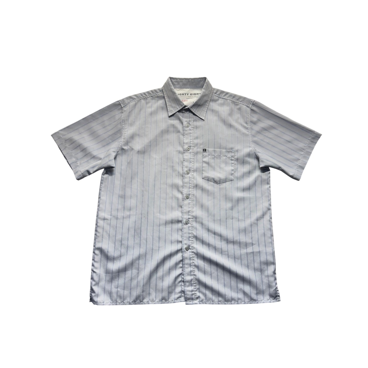Eighty Eight Mens Short-Sleeve Striped Button-Up Shirt With Pocket #9536