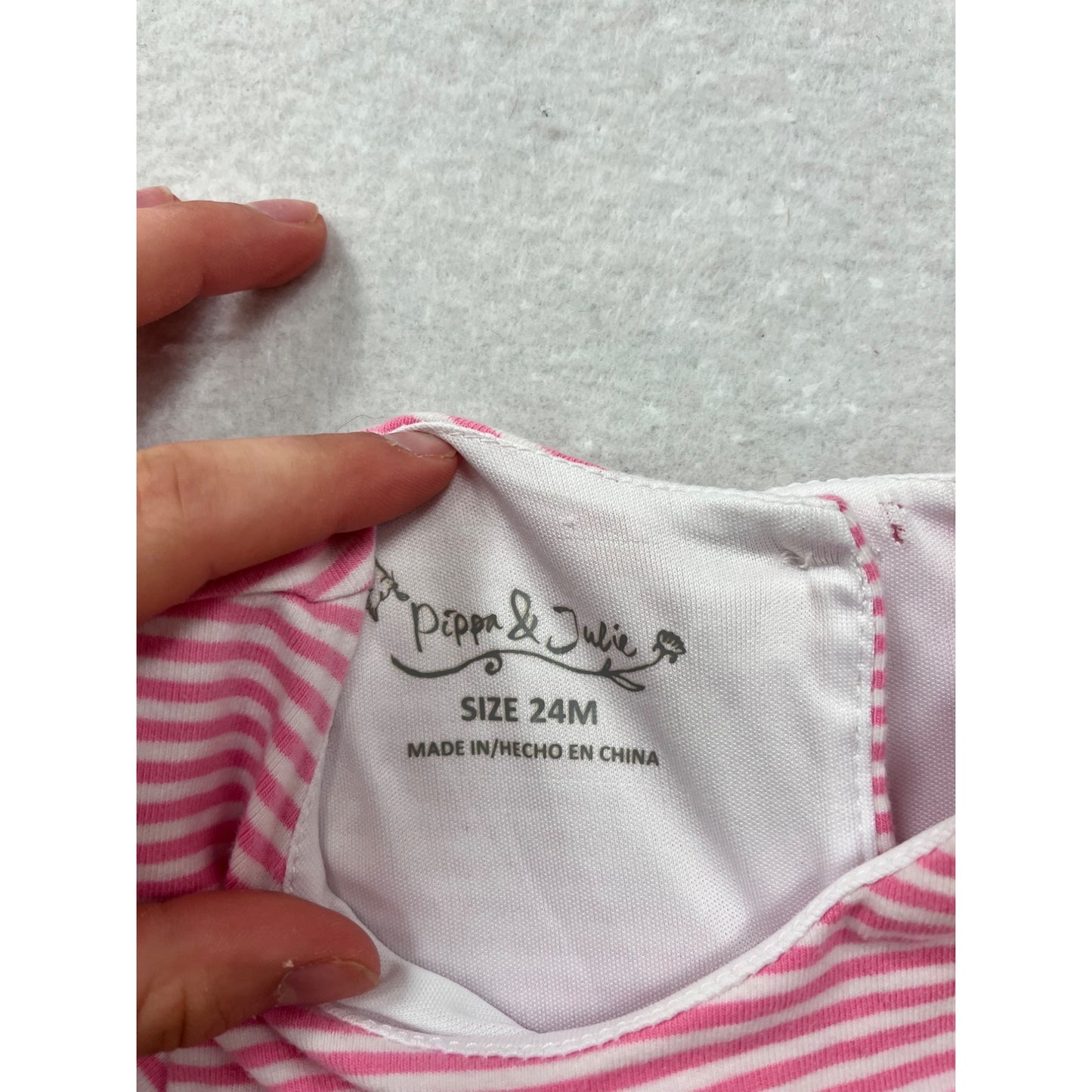 Pippa & Julie Pink Striped & Floral Dress 24M #8486