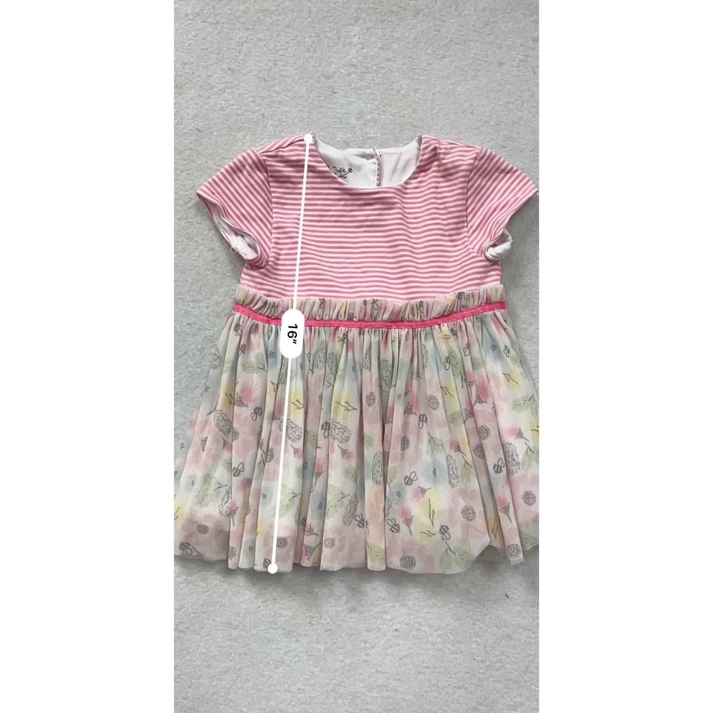 Pippa & Julie Pink Striped & Floral Dress 24M #8486