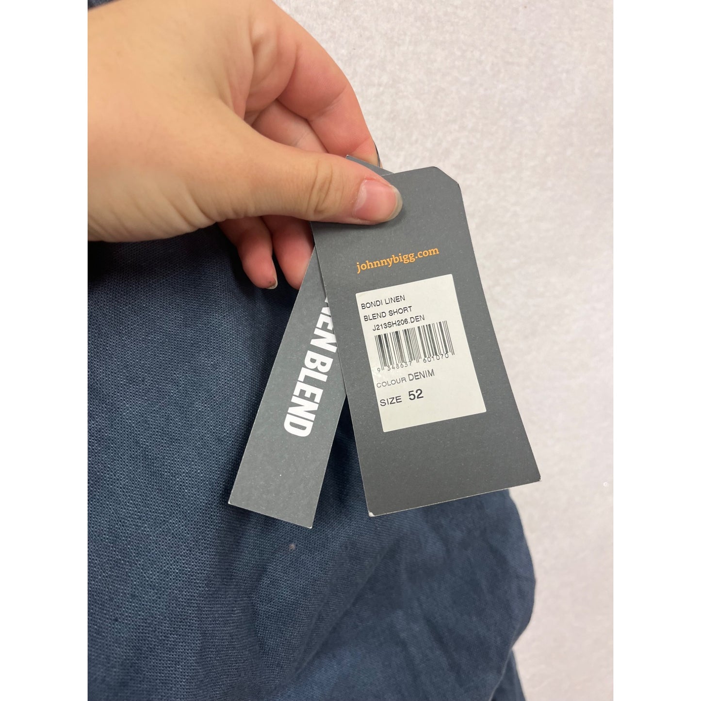 Johnny Bigg Bondi Linen Blend Shorts Size 52 Denim Blue #833A