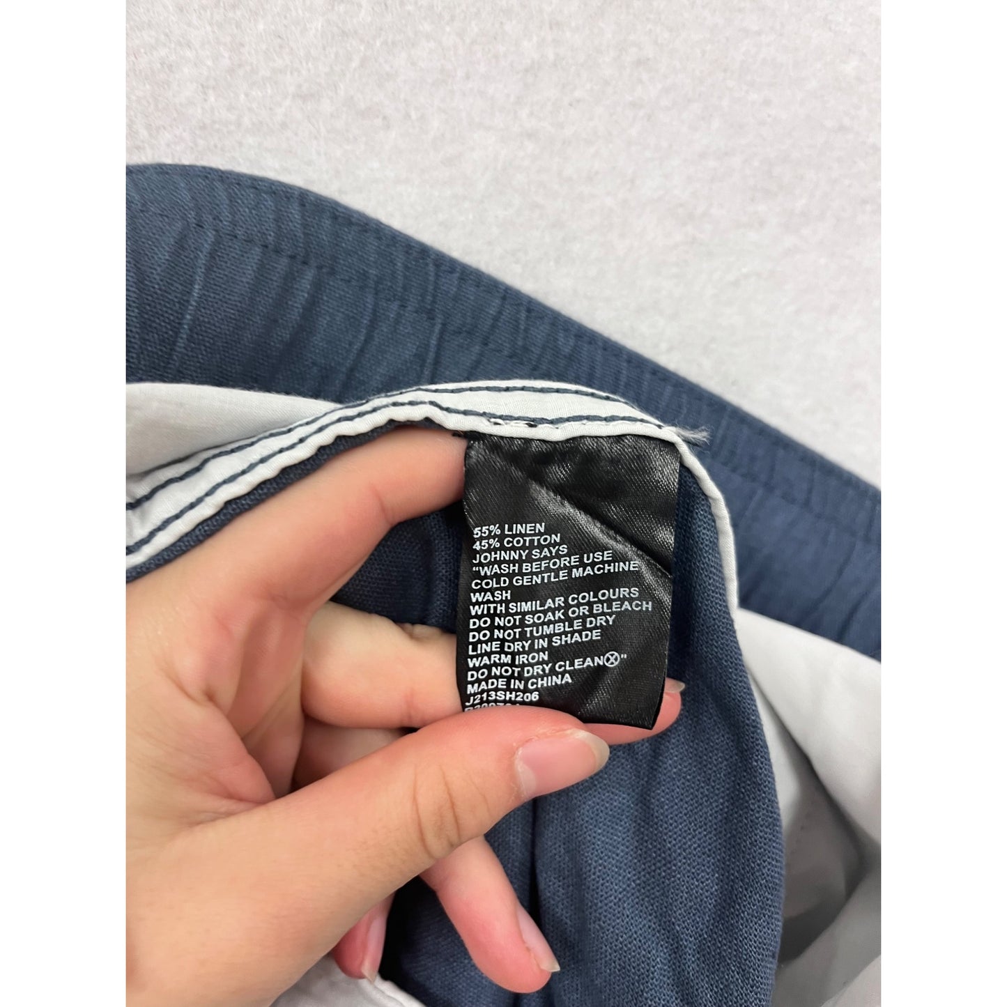 Johnny Bigg Bondi Linen Blend Shorts Size 52 Denim Blue #833A