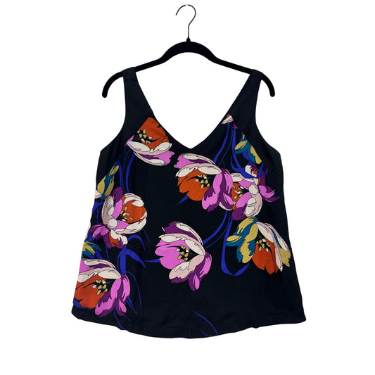Floral Print Peyton Jensen Womens Sleeveless V-Neck Tank Top Black #6489