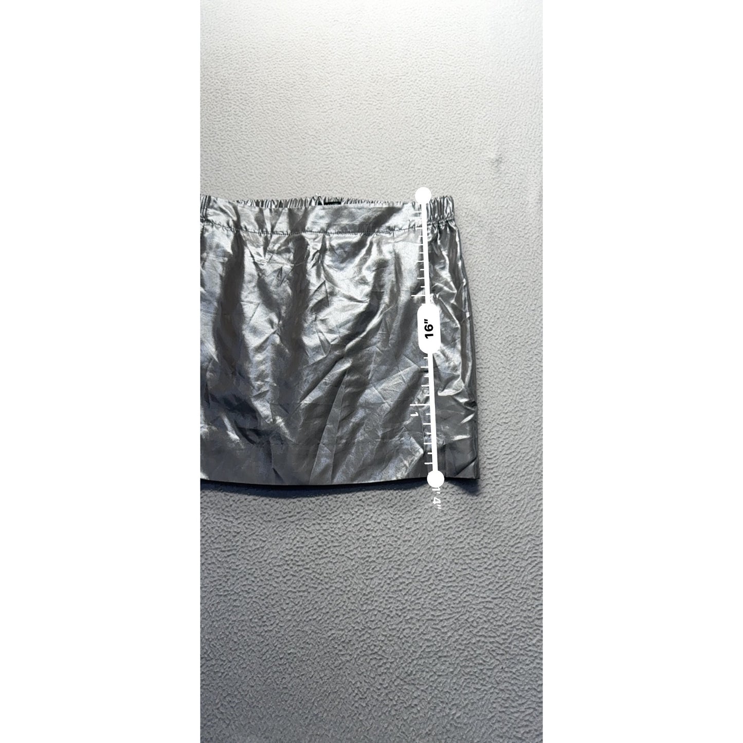 Metallic Silver J Crew Silk Blend Elastic Waist Mini Skirt Size 4 #9593