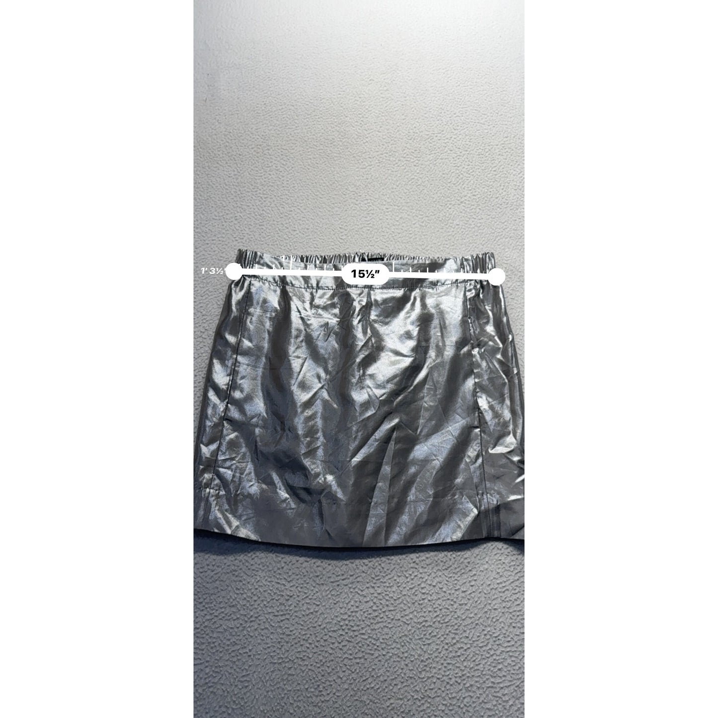 Metallic Silver J Crew Silk Blend Elastic Waist Mini Skirt Size 4 #9593