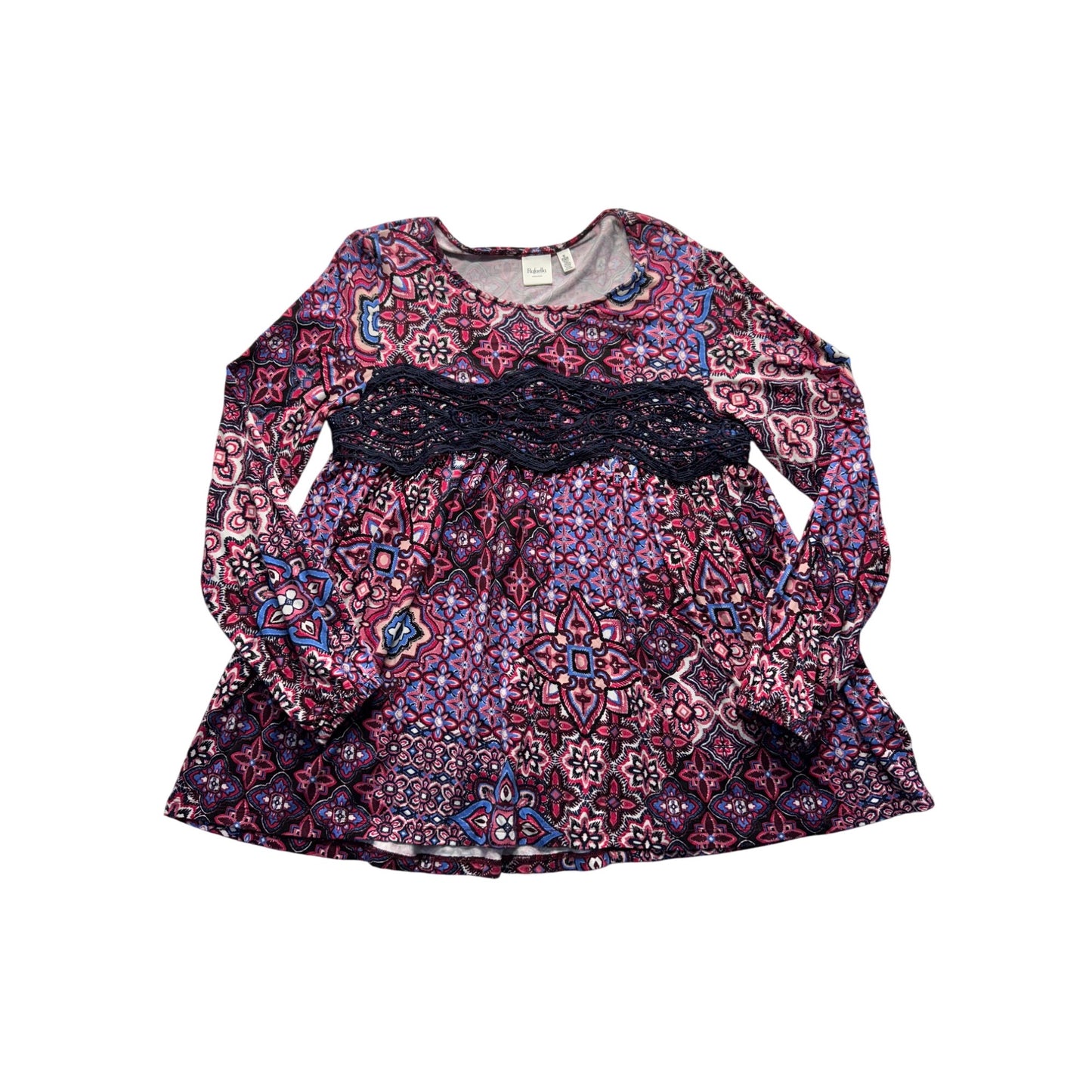 Rafaella Weekend Boho-Style Printed Tunic Top S Long Sleeve 240B