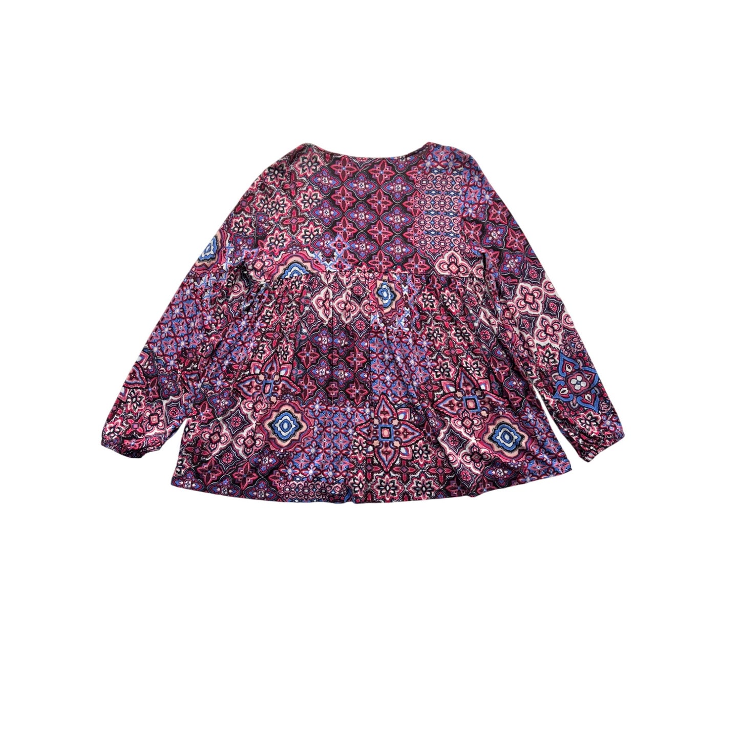 Rafaella Weekend Boho-Style Printed Tunic Top S Long Sleeve 240B