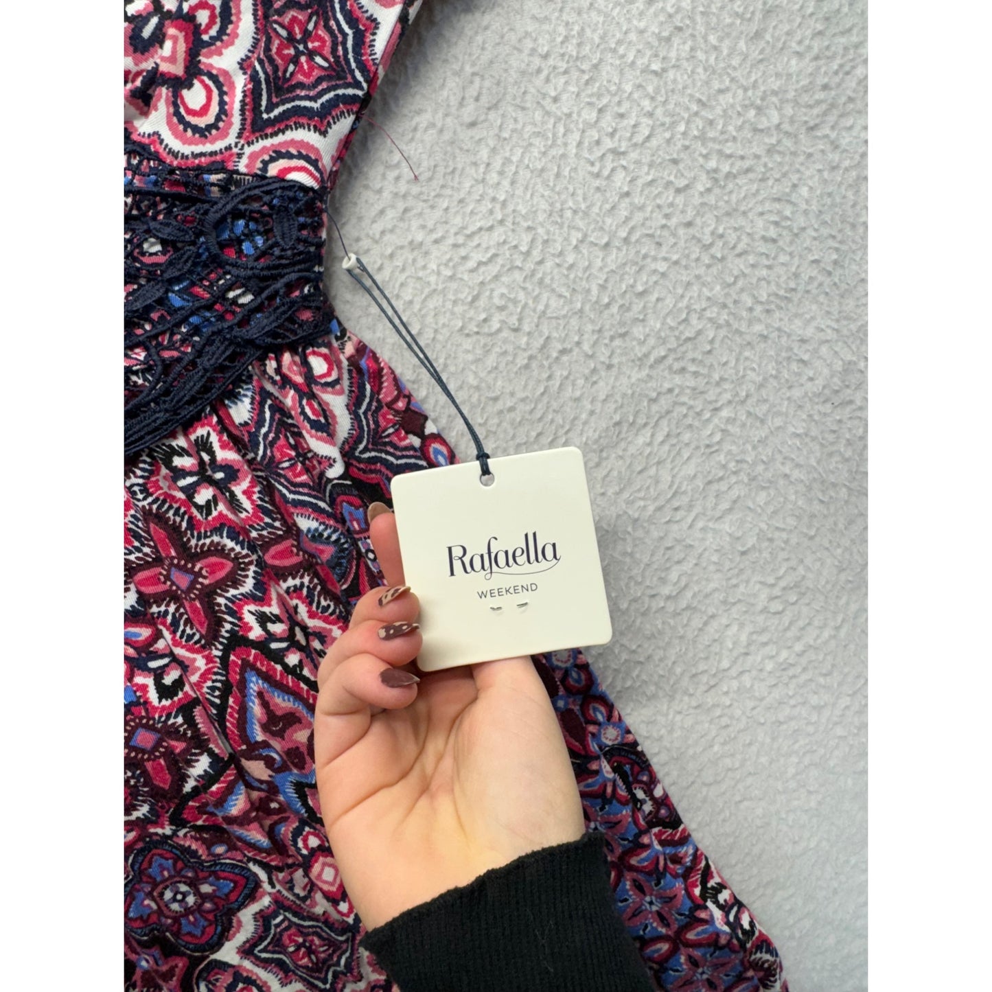 Rafaella Weekend Boho-Style Printed Tunic Top S Long Sleeve 240B