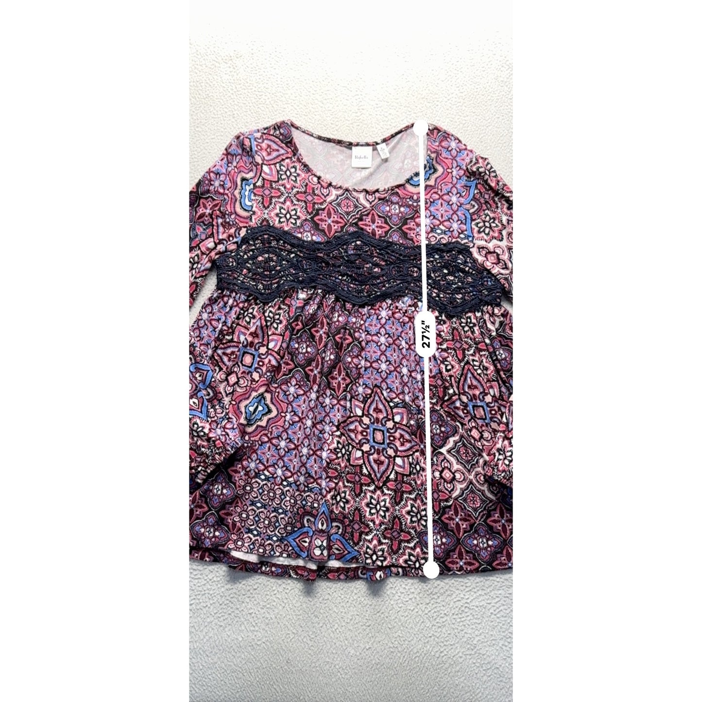 Rafaella Weekend Boho-Style Printed Tunic Top S Long Sleeve 240B