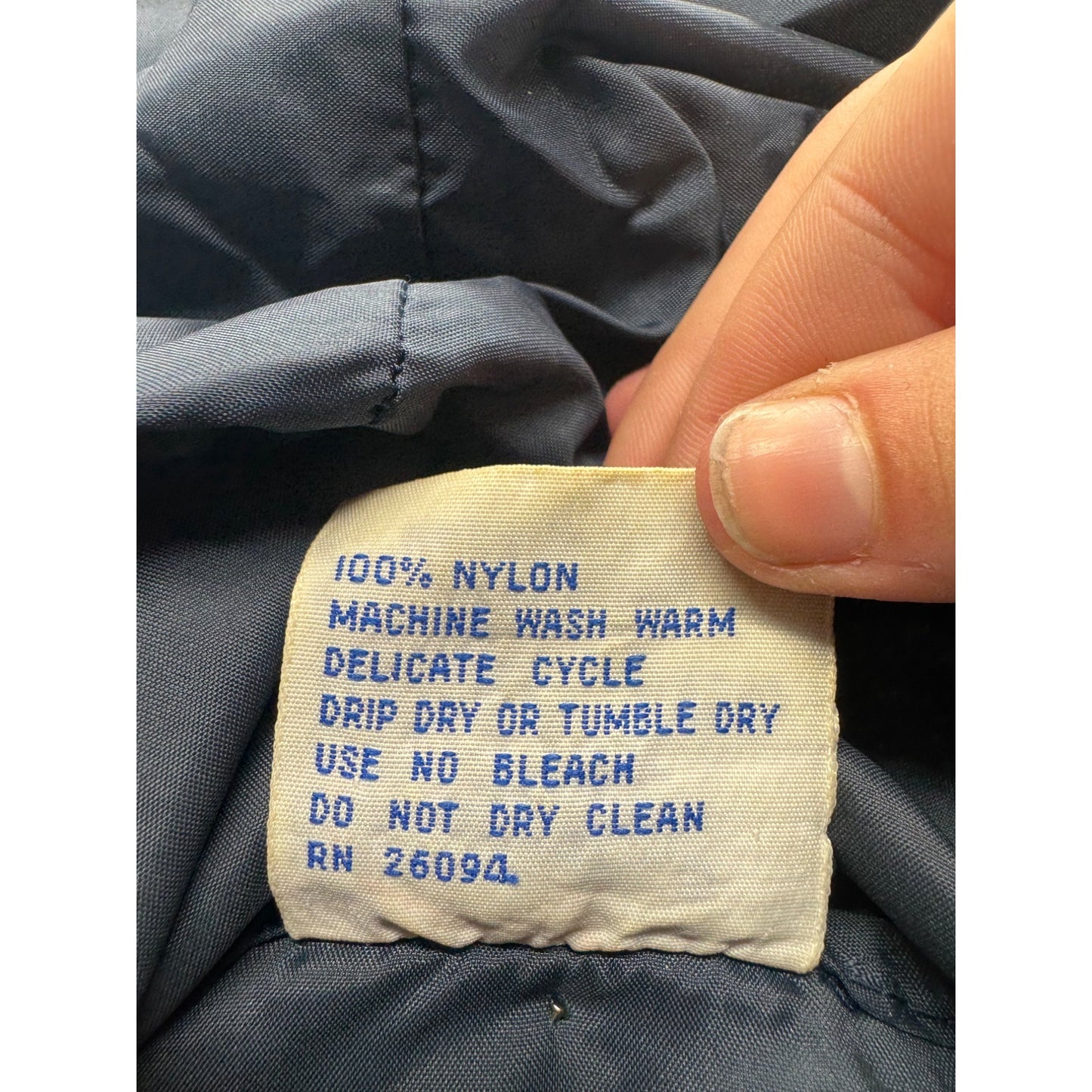 Vintage Champion Navy Blue Nylon Pullover Windbreaker Jacket Hooded Large #9361