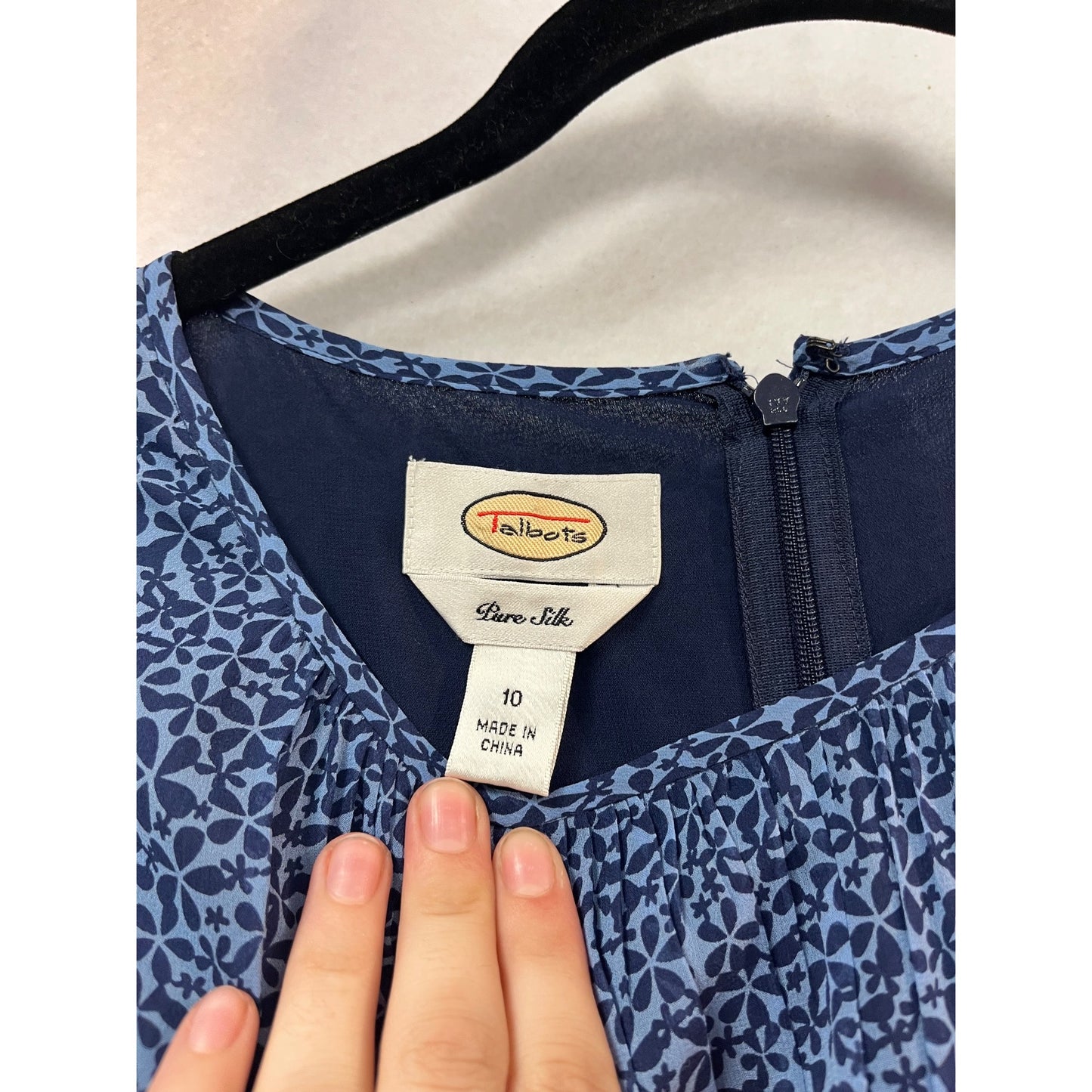 Talbots Blue Sleeveless Pleated Midi Dress Size 10 Pure Silk #966A