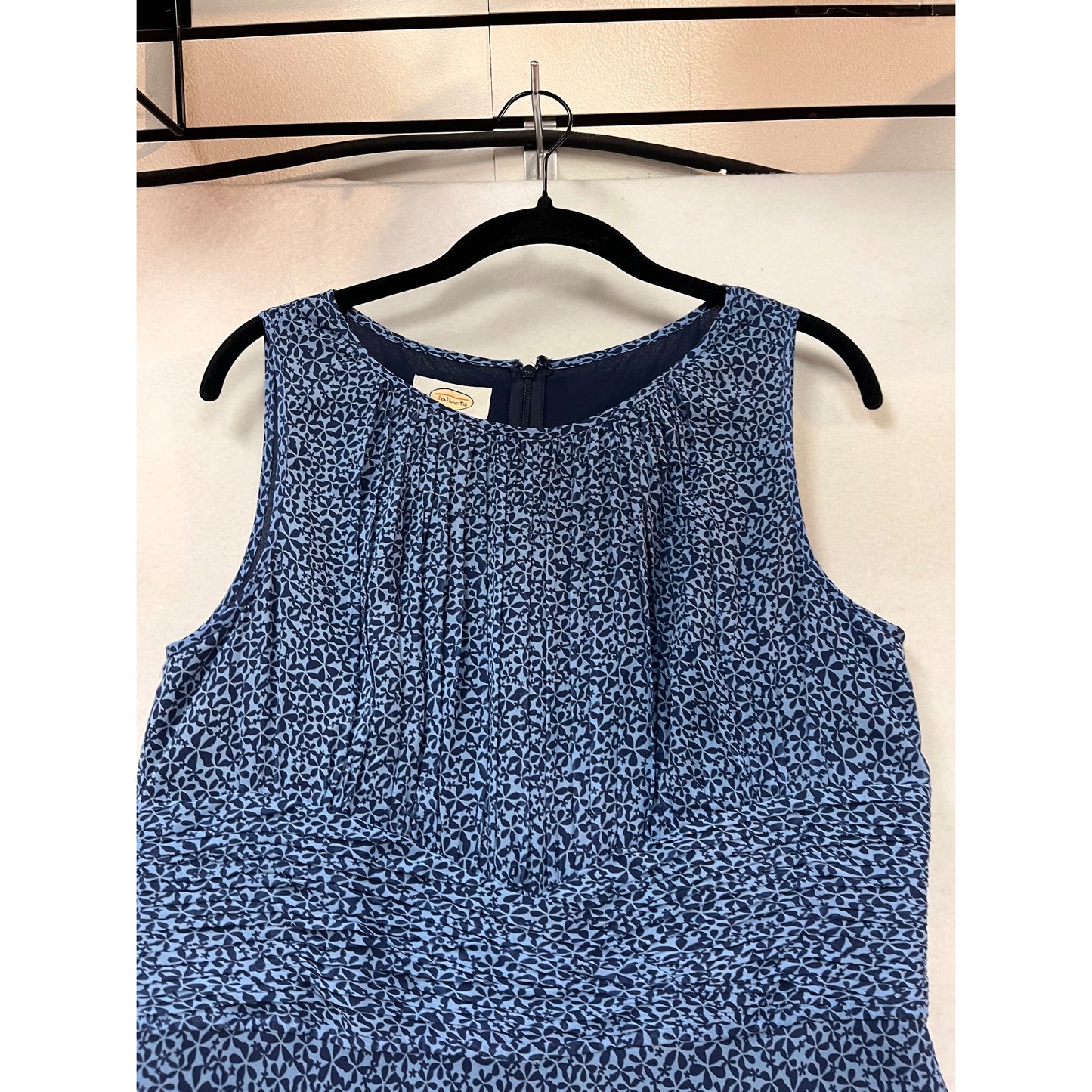 Talbots Blue Sleeveless Pleated Midi Dress Size 10 Pure Silk #966A