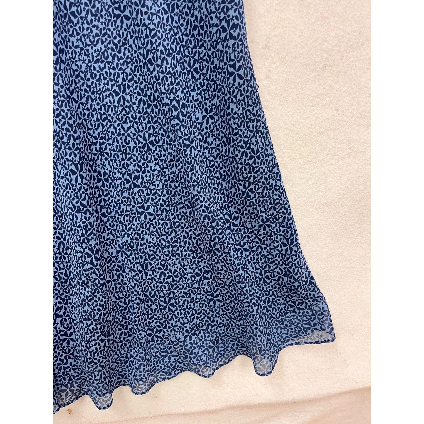 Talbots Blue Sleeveless Pleated Midi Dress Size 10 Pure Silk #966A