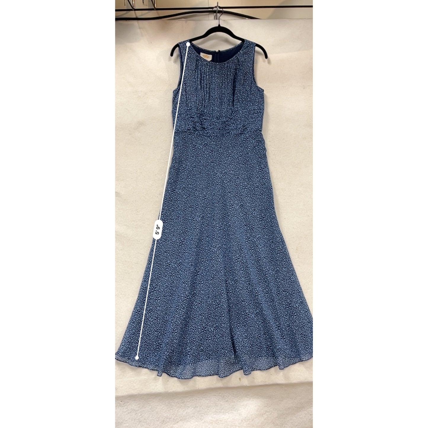 Talbots Blue Sleeveless Pleated Midi Dress Size 10 Pure Silk #966A