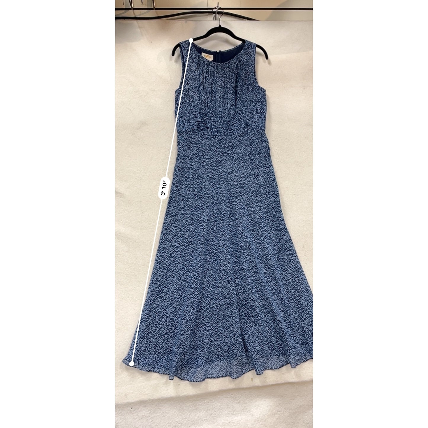 Talbots Blue Sleeveless Pleated Midi Dress Size 10 Pure Silk #966A