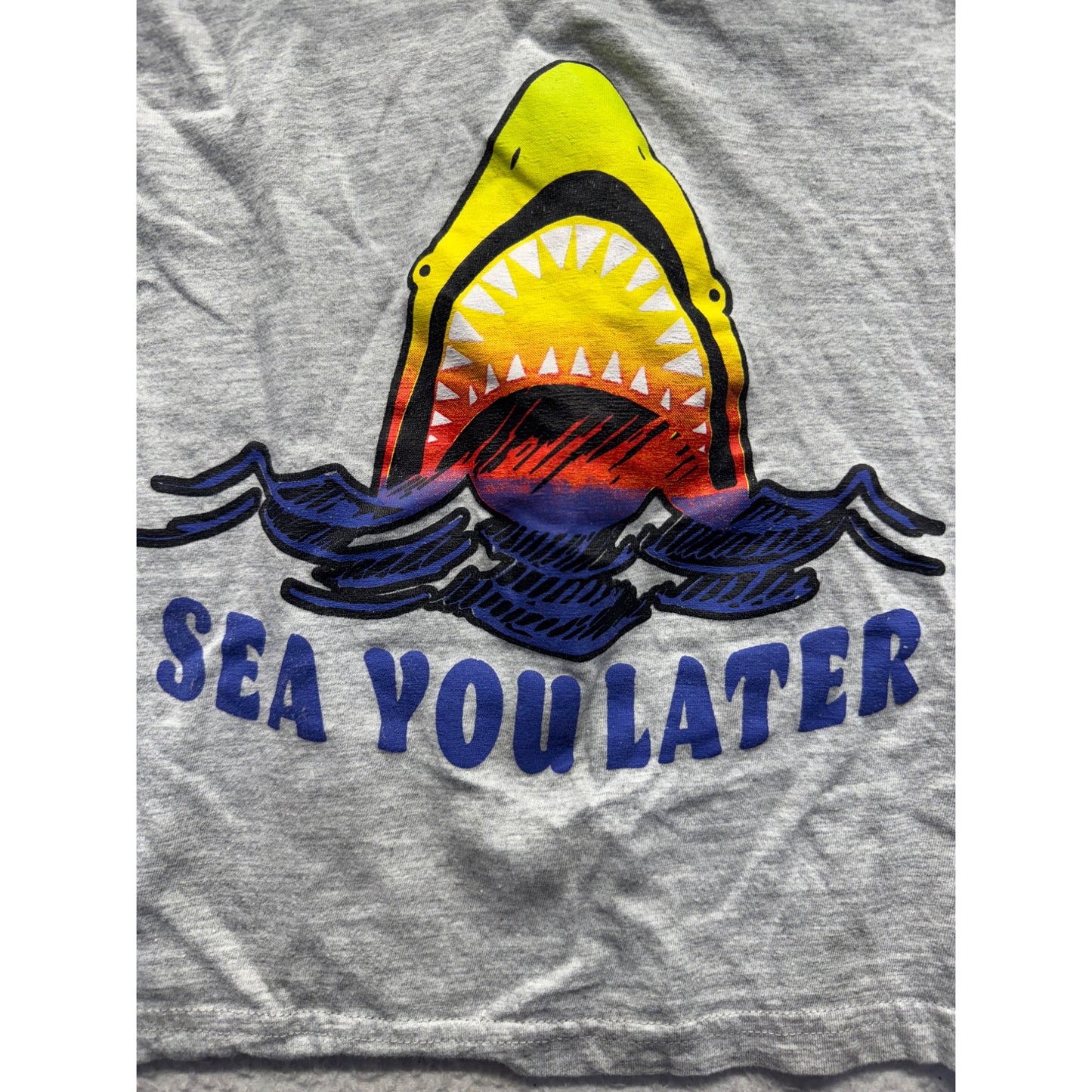 Sea You Later Shark Graphic Gray T-Shirt By ADTN Made In Bangladesh Cotton #9362