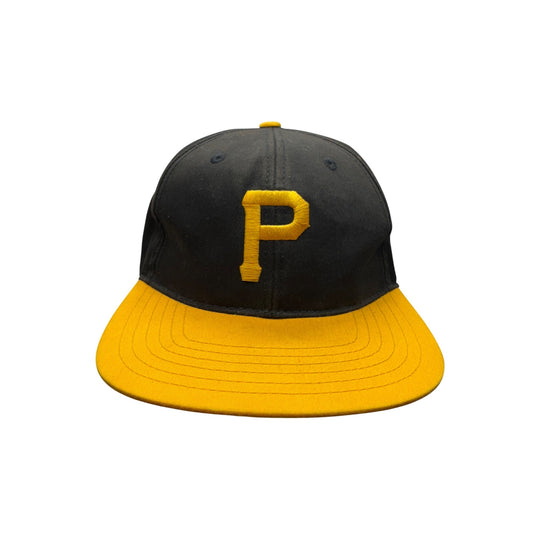 Vintage Pittsburgh Pirates Snapback Baseball Hat Black & Yellow Adjustable #9236