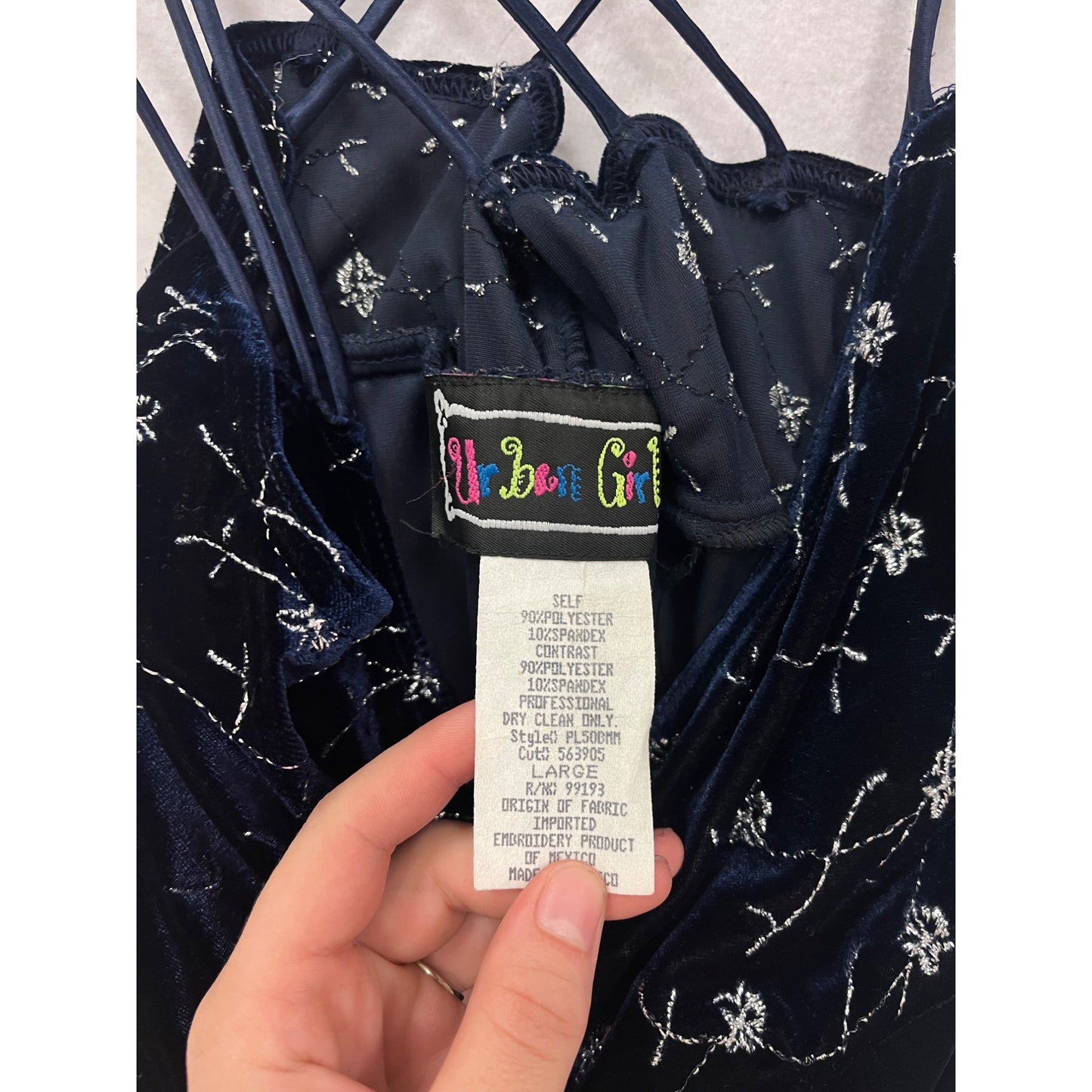 Vintage Urban Girl Velvet A-Line Dress With Floral Embroidery #8283