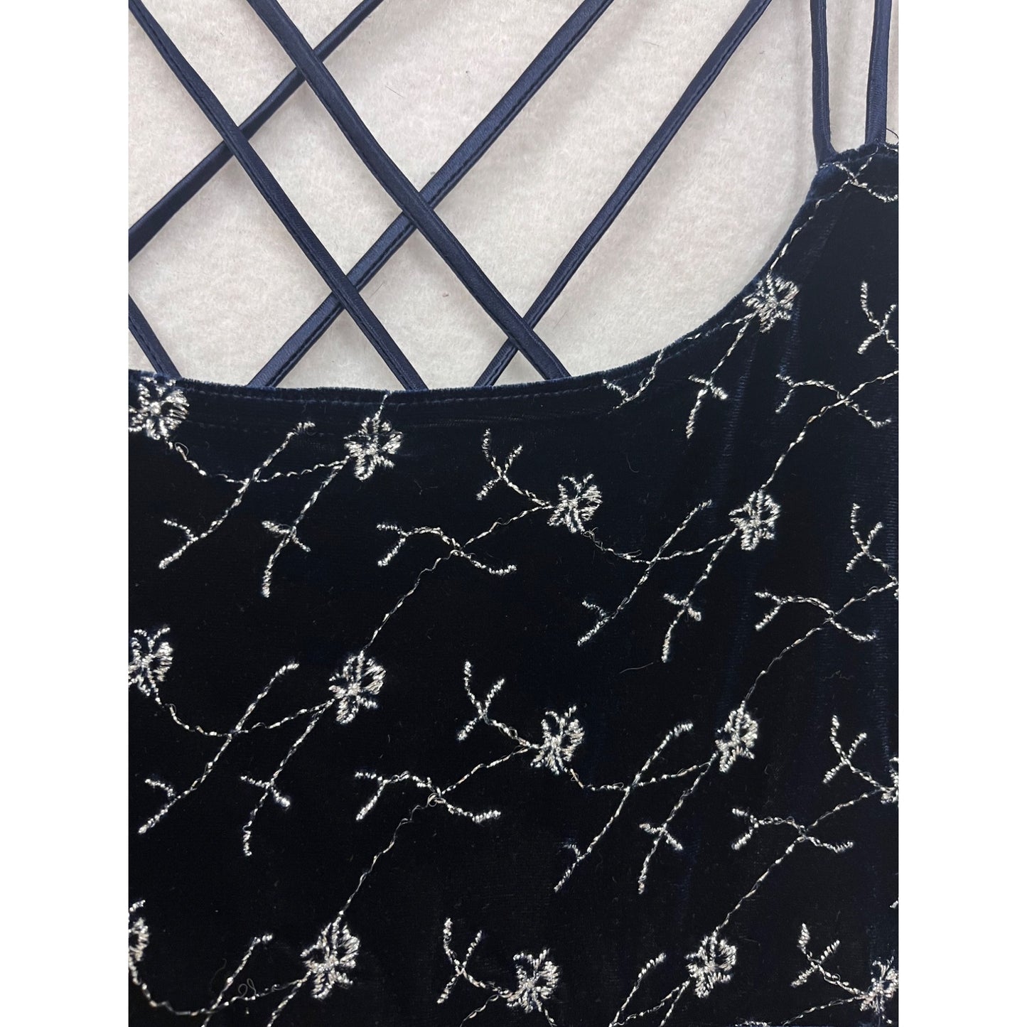 Vintage Urban Girl Velvet A-Line Dress With Floral Embroidery #8283