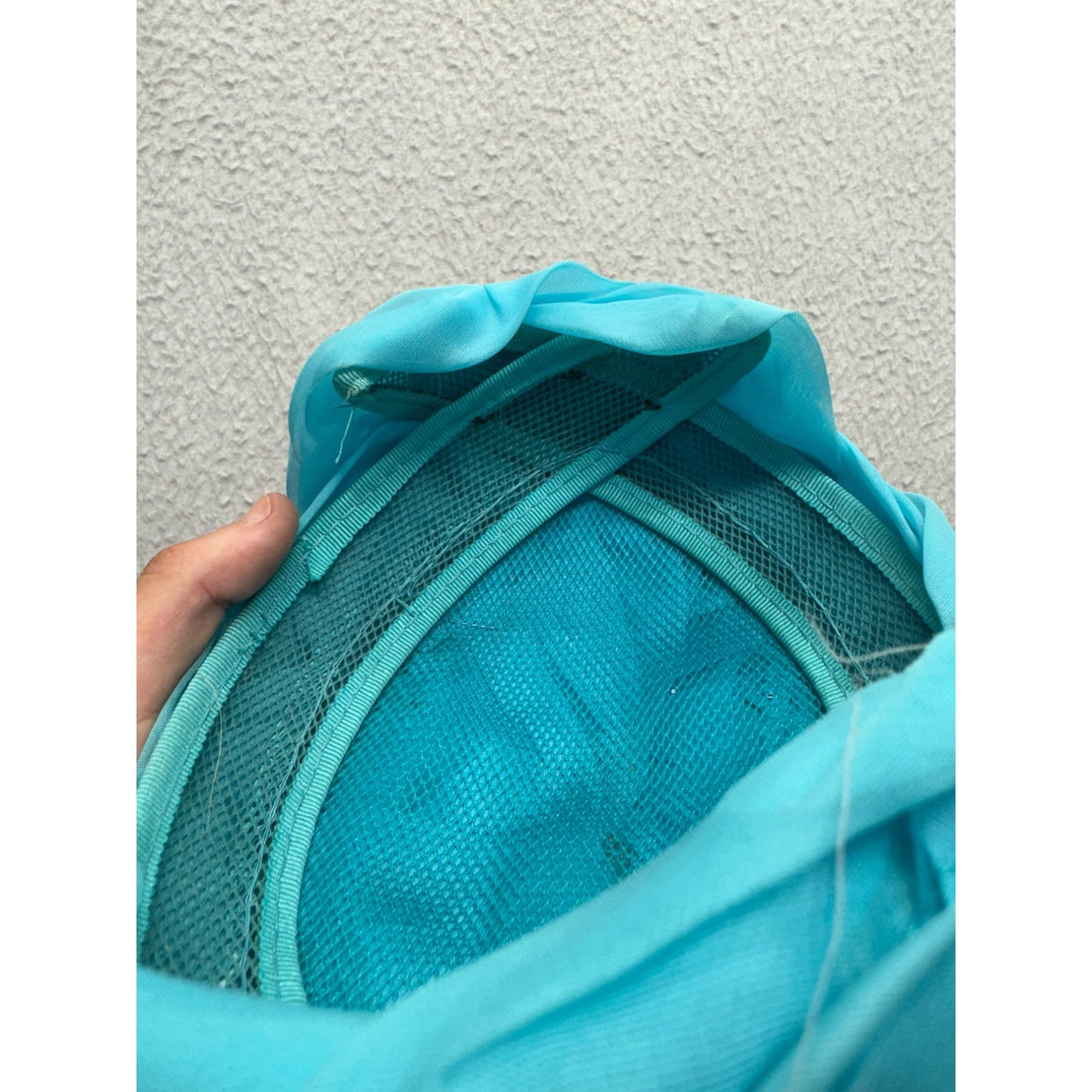 Vintage Turquoise Pillbox Hat With Veil & Floral Accents #9745