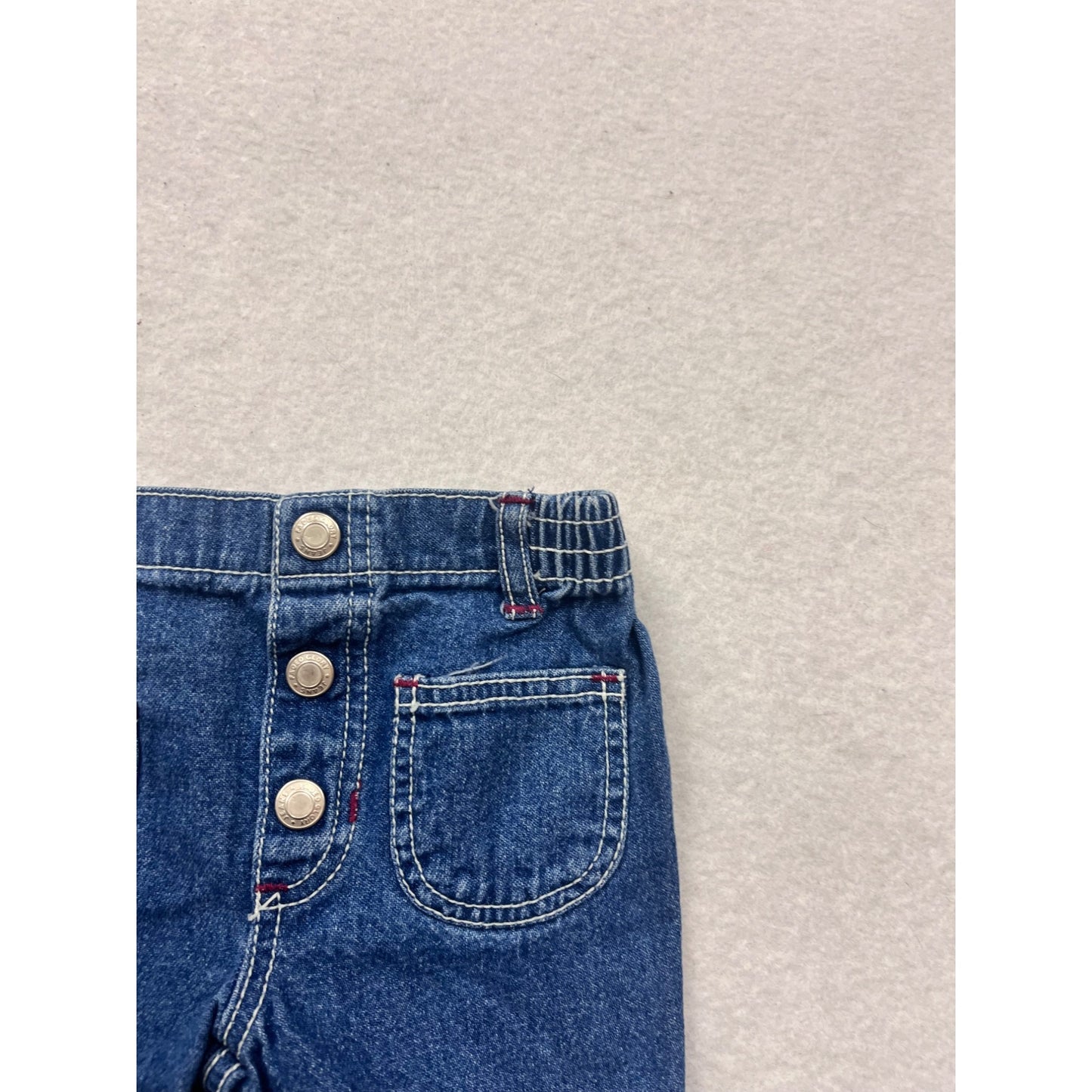 Baby Faded Glory Denim Pants 0/3M With Star & Floral Embroidery #8613