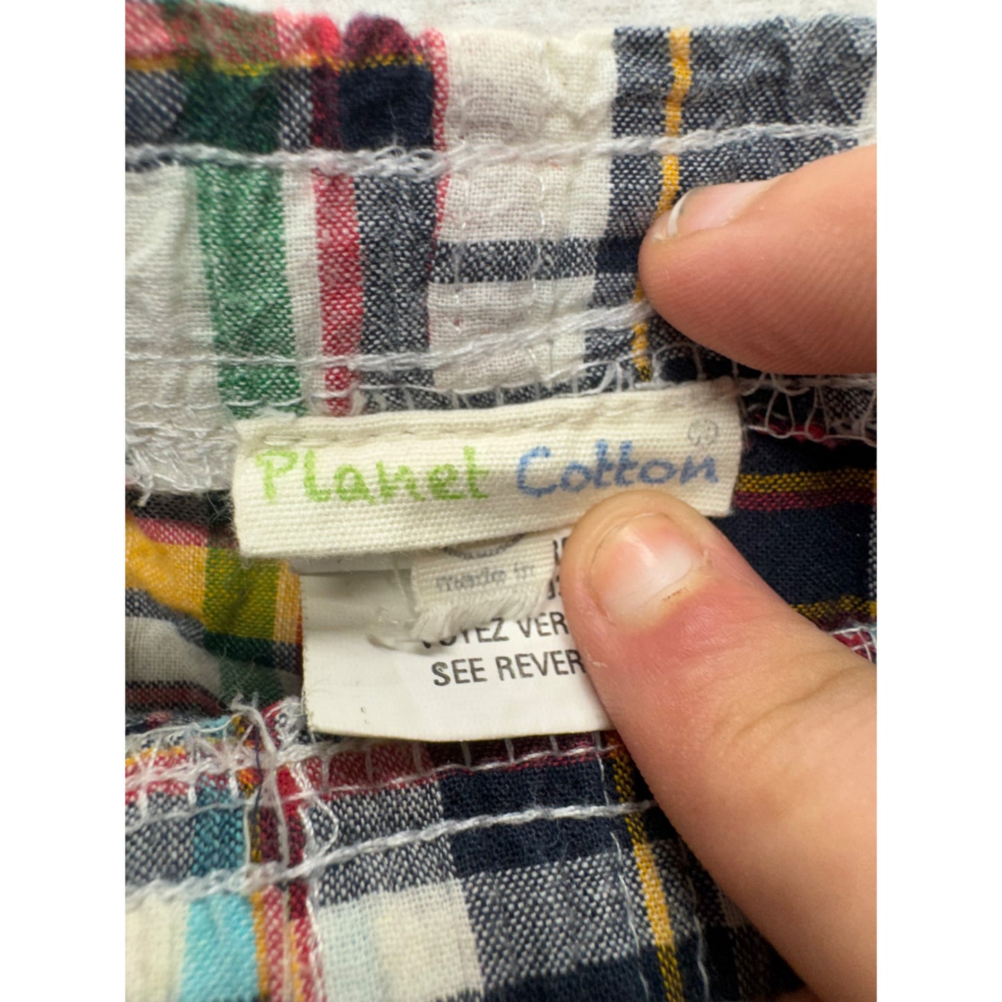 Plaid Cargo Shorts 9M Planet Cotton 100% Made In India #9190
