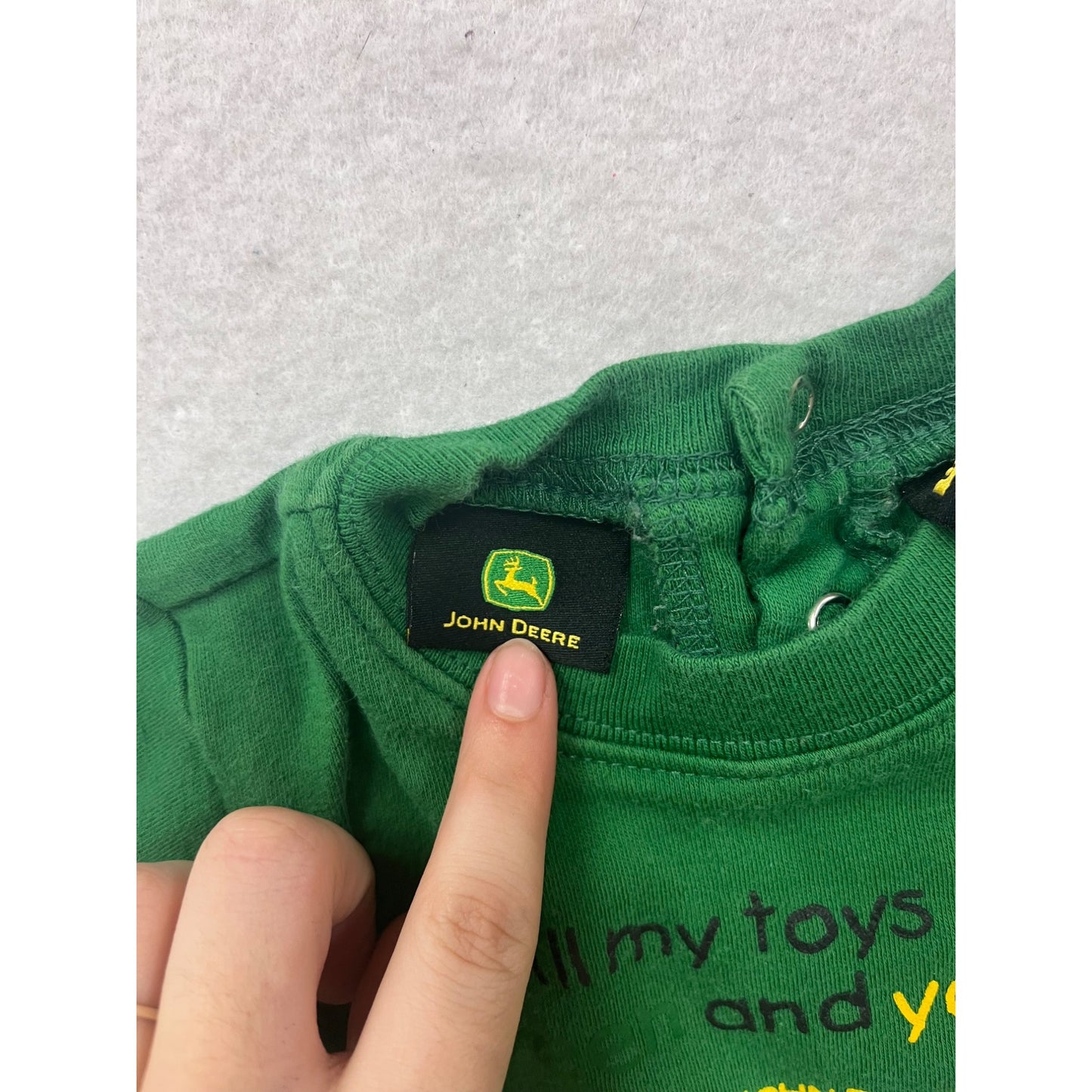 John Deere Baby Bodysuit 0/3M All My Toys Are Green & Yellow #8623