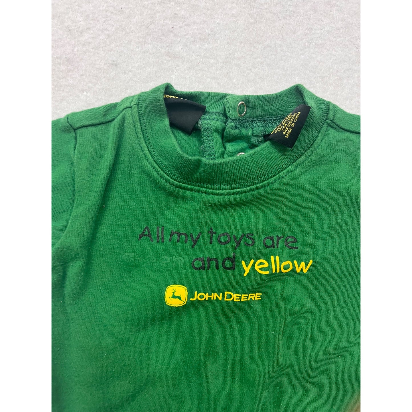John Deere Baby Bodysuit 0/3M All My Toys Are Green & Yellow #8623
