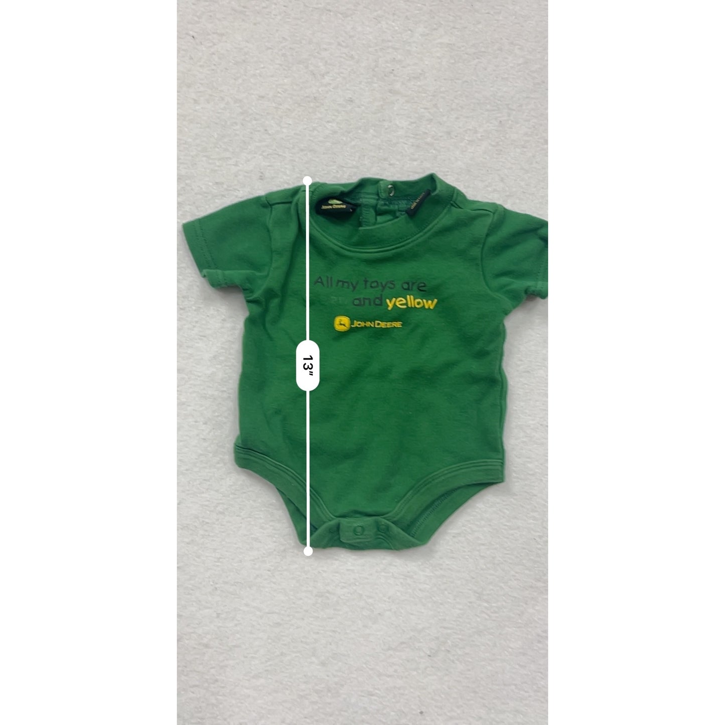 John Deere Baby Bodysuit 0/3M All My Toys Are Green & Yellow #8623