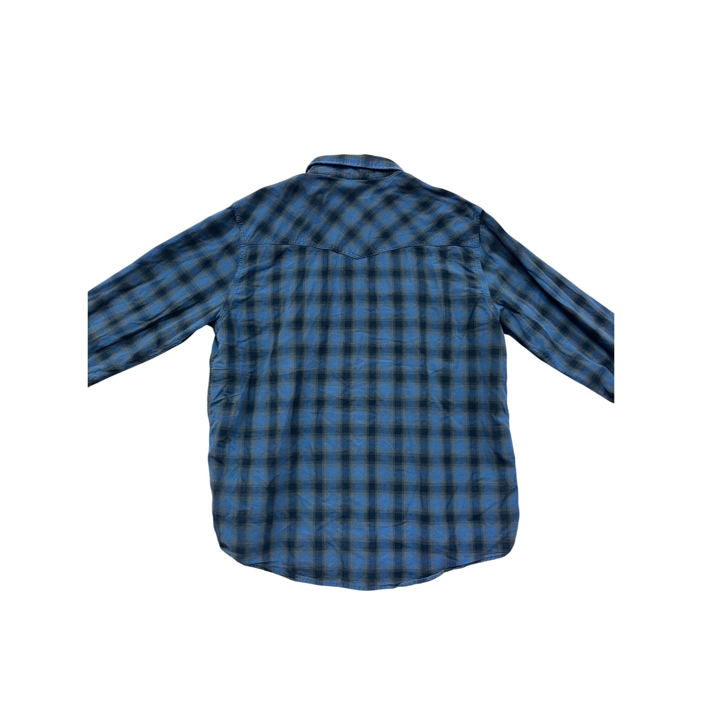 Mens Outdoor Life Blue & Black Plaid Button-Up Long Sleeve Shirt L #8914