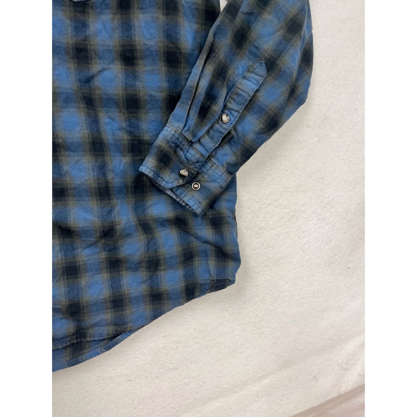 Mens Outdoor Life Blue & Black Plaid Button-Up Long Sleeve Shirt L #8914
