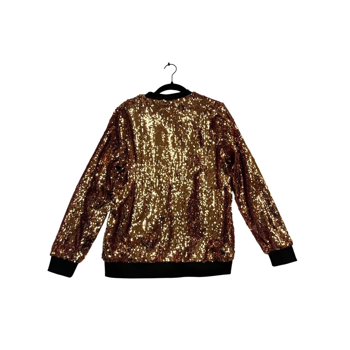 Gold Sequin Bomber Jacket XL By Hancy Polyester #120C