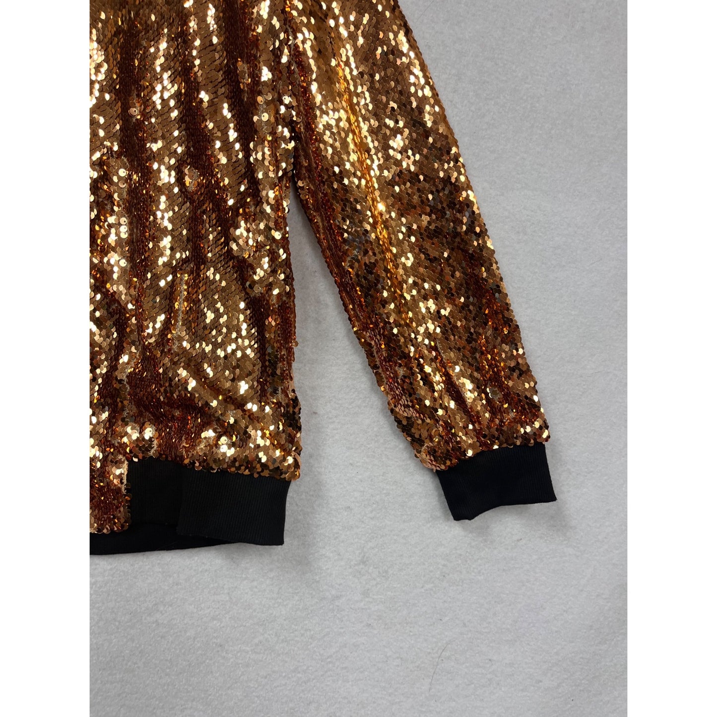 Gold Sequin Bomber Jacket XL By Hancy Polyester #120C