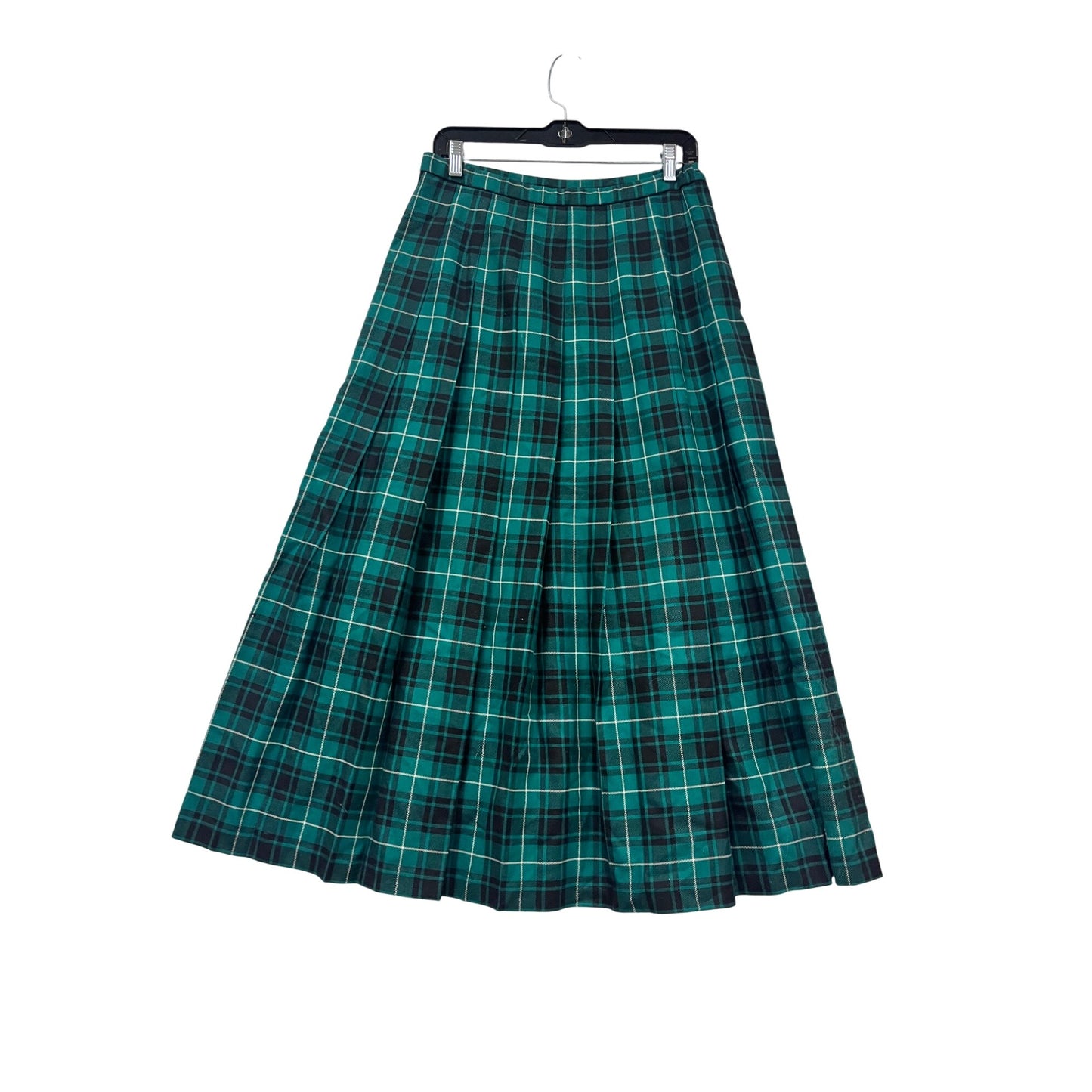 Pendleton Green Plaid Wool Skirt Size 12 #673A