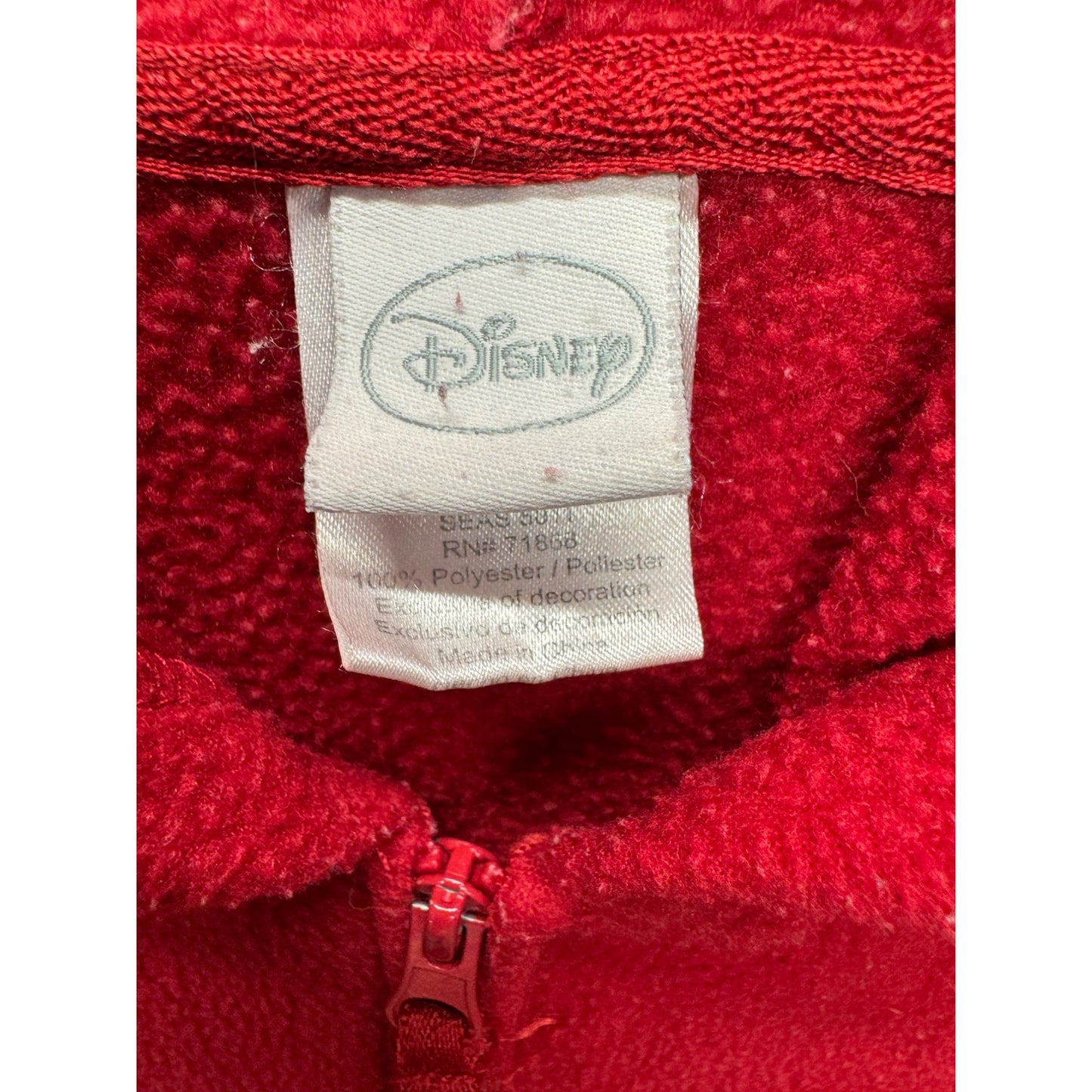 Disney Winnie The Pooh Red Hooded Fleece Zip-Up Jacket With Embroidered #9204