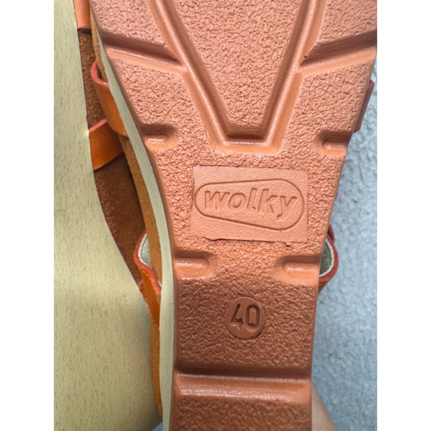 Orange Leather Strap Wedge Sandals With Comfort Sole By Wolky Size 40 EU #9809