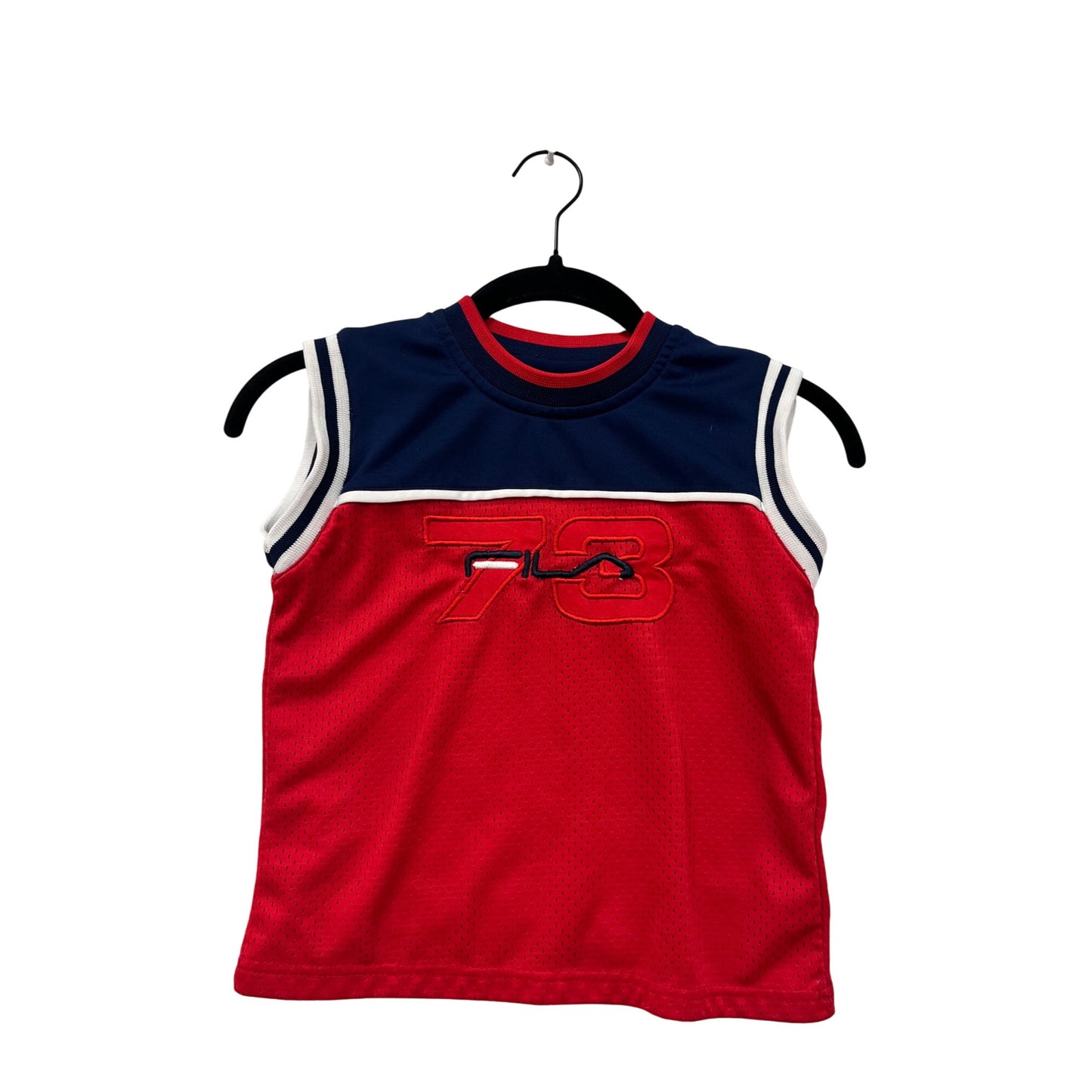 Vintage 90s Kids Sleeveless Red & Navy Jersey Size 4T #6711
