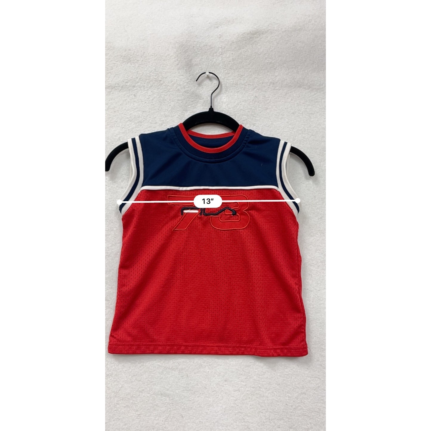 Vintage 90s Kids Sleeveless Red & Navy Jersey Size 4T #6711