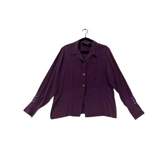 Women’s Jacqueline Ferrar Purple Silk Button-Up Blouse #6042
