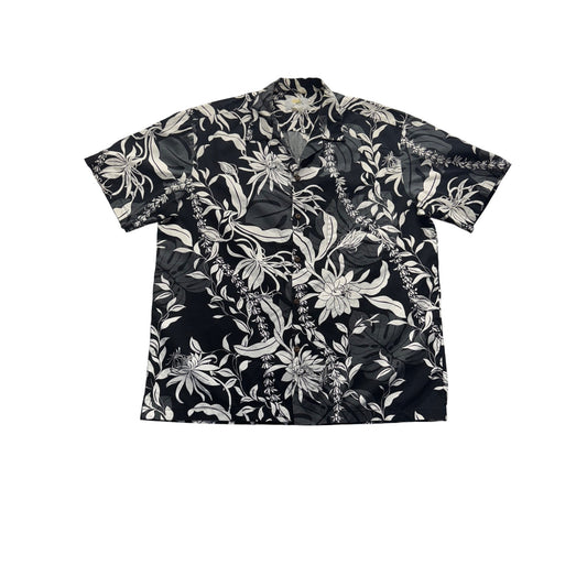 Ho Aloha Made In Hawaii Floral Black & White Hawaiian Shirt #7965