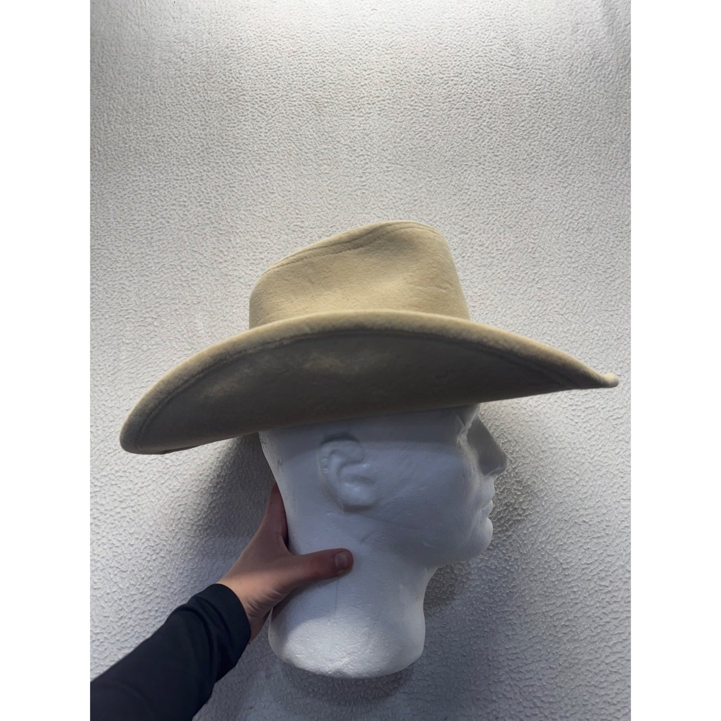 Beige Wool Cowboy Hat With Feather Accent & Braided Band #9215