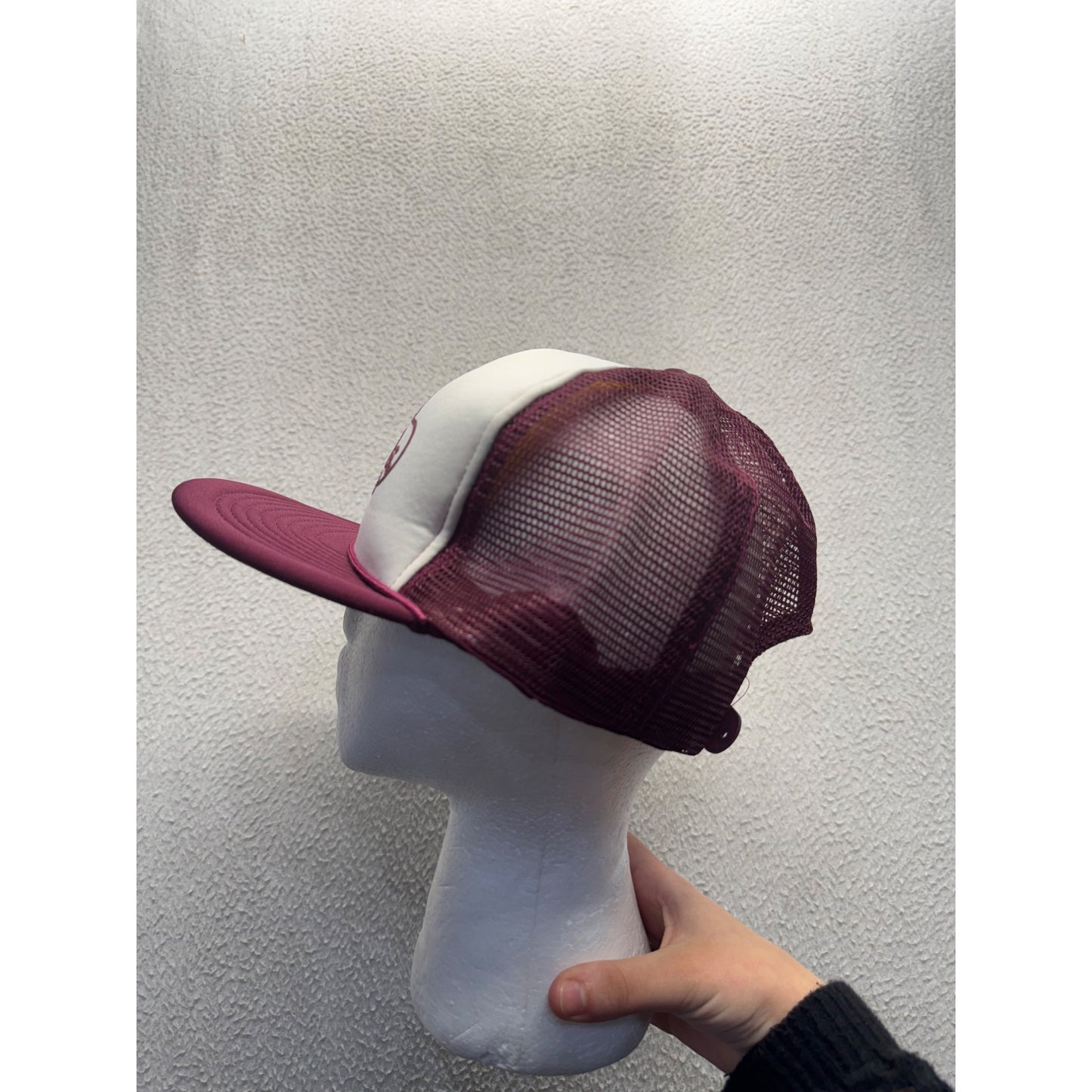 Vintage Sands Las Vegas Mesh Trucker Hat Burgundy & White Snapback #9673
