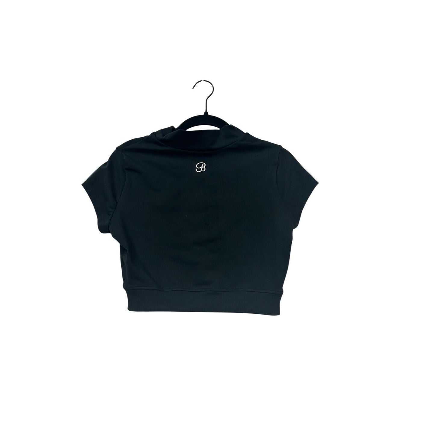 Bombshell Sportwear Black Crop Top With Green Zipper #267A