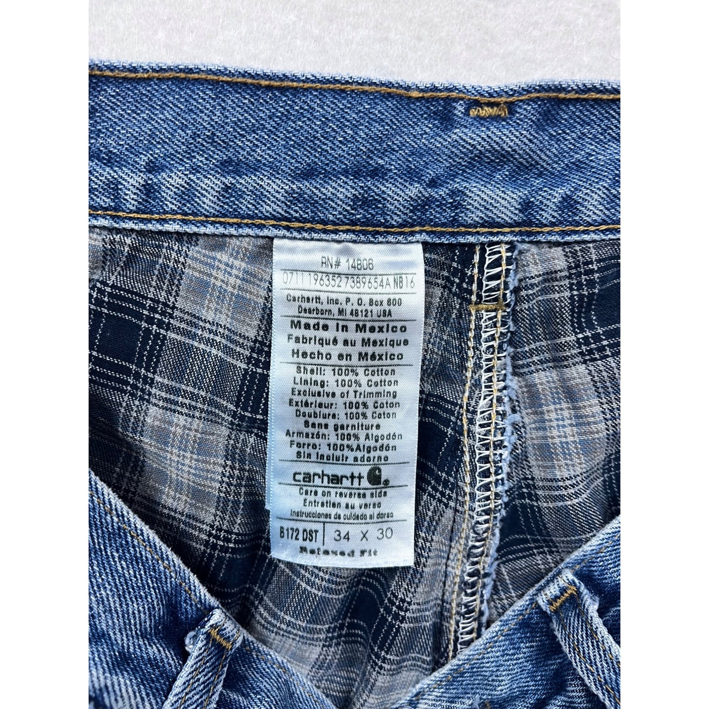 Carhartt Relaxed Fit Blue Denim Jeans Size 34x30 #149A