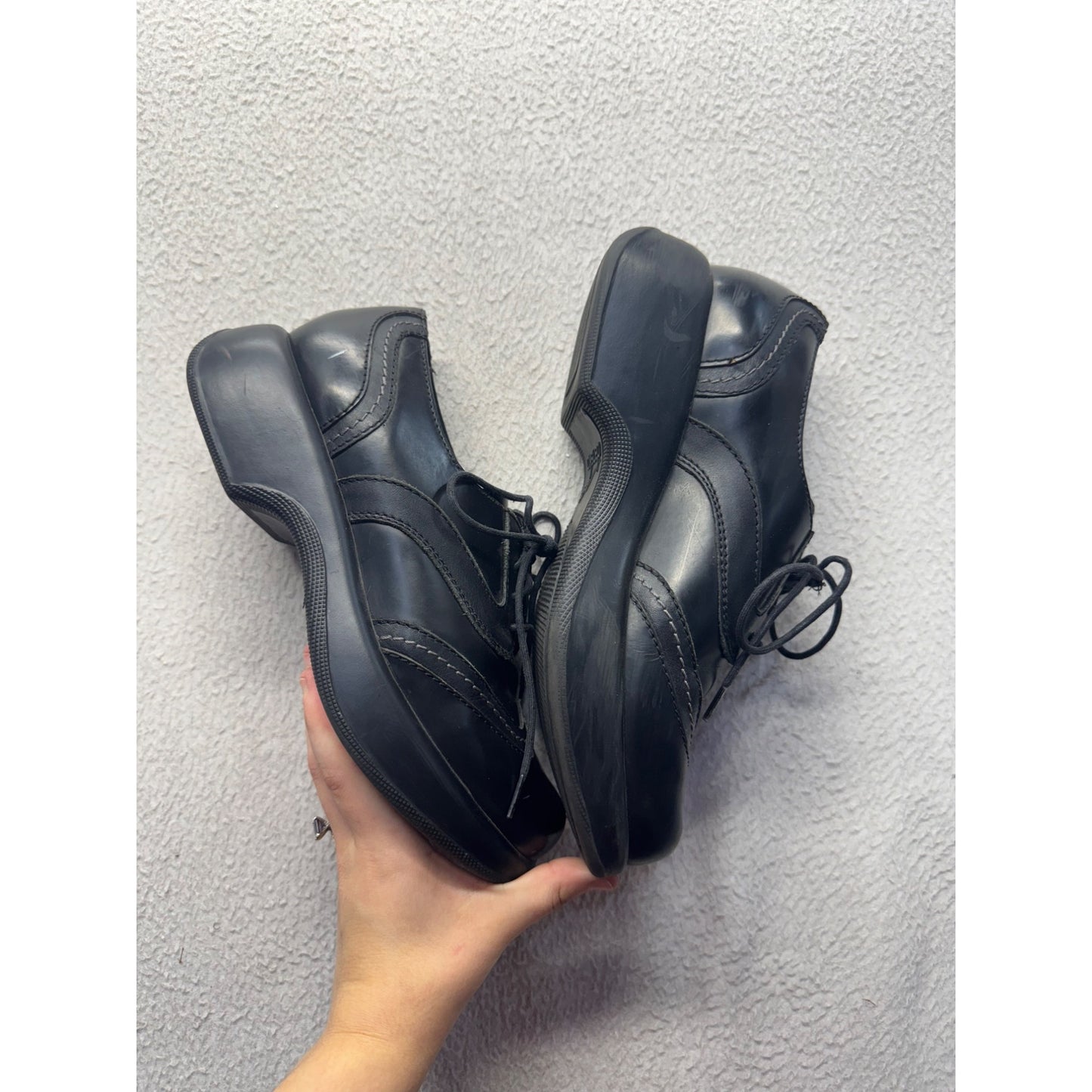 Dansko Black Oxford Leather Wingtip Shoes Sz 38 EU Comfortable Sole 348B