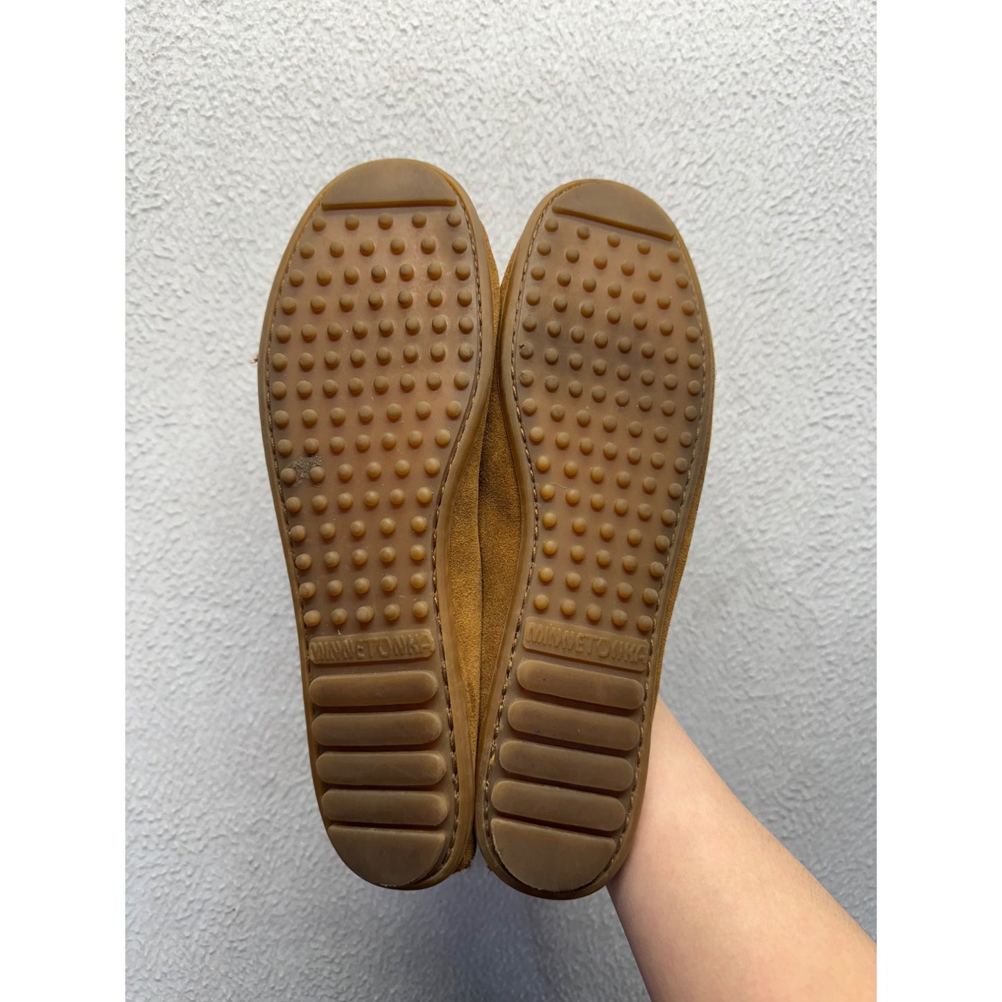 Minnetonka Brown Suede Moccasins With Beaded Thunderbird Design #9633
