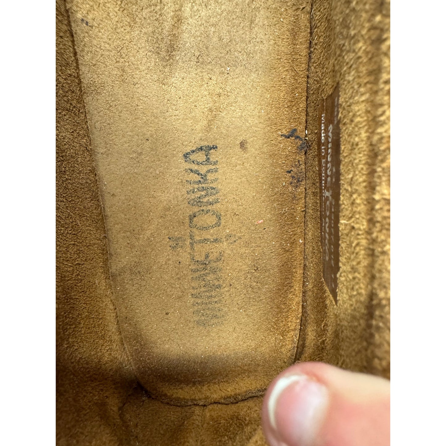 Minnetonka Brown Suede Moccasins With Beaded Thunderbird Design #9633