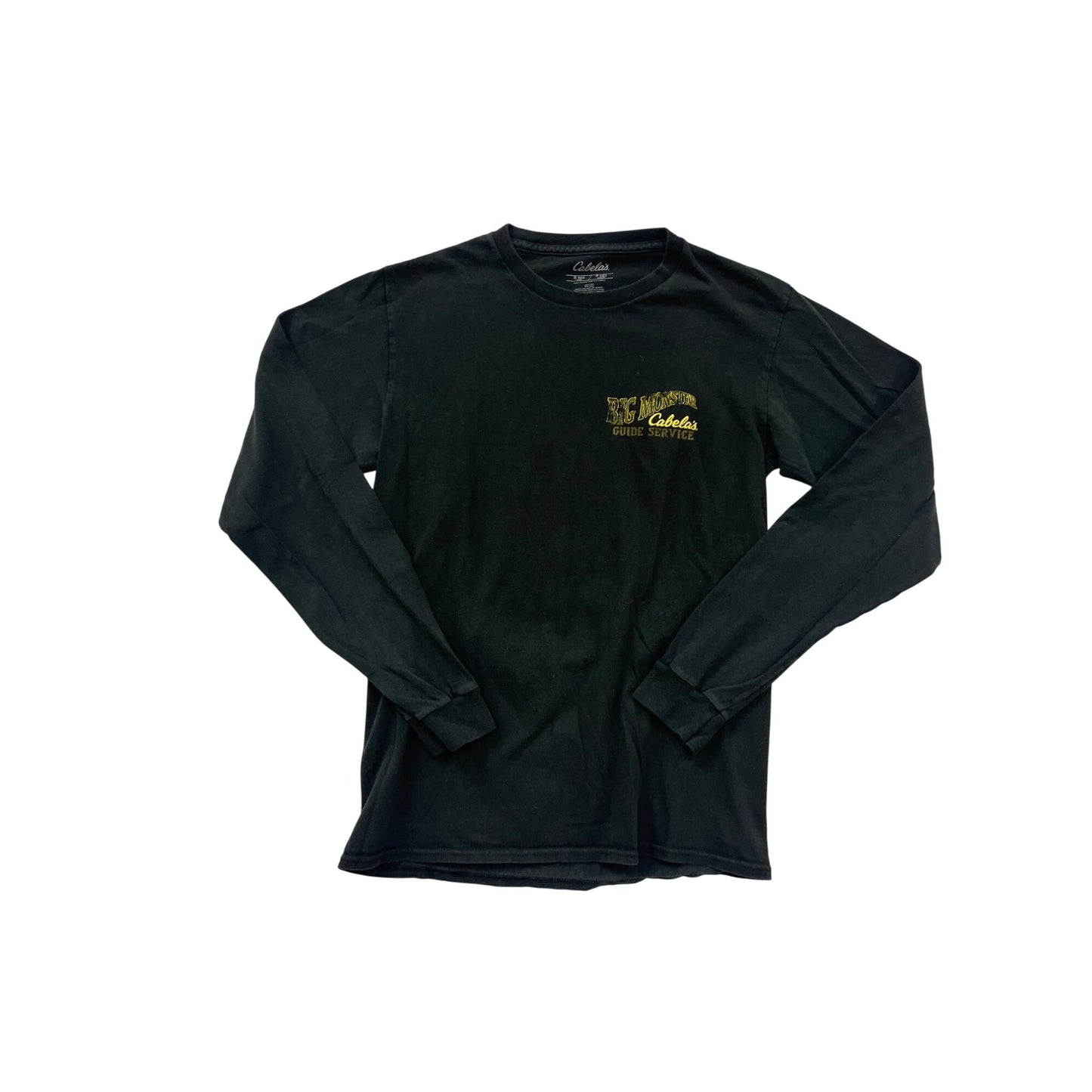 Cabelas Big Monster Guide Service Mens Small Black Long Sleeve T-Shirt #8197