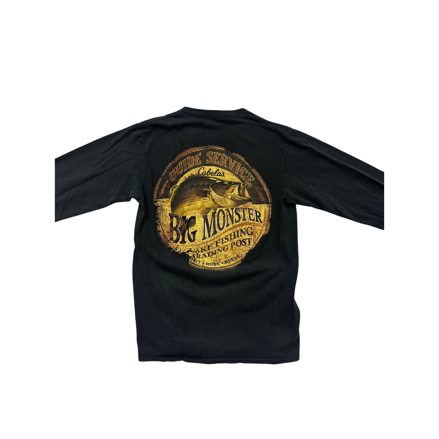 Cabelas Big Monster Guide Service Mens Small Black Long Sleeve T-Shirt #8197